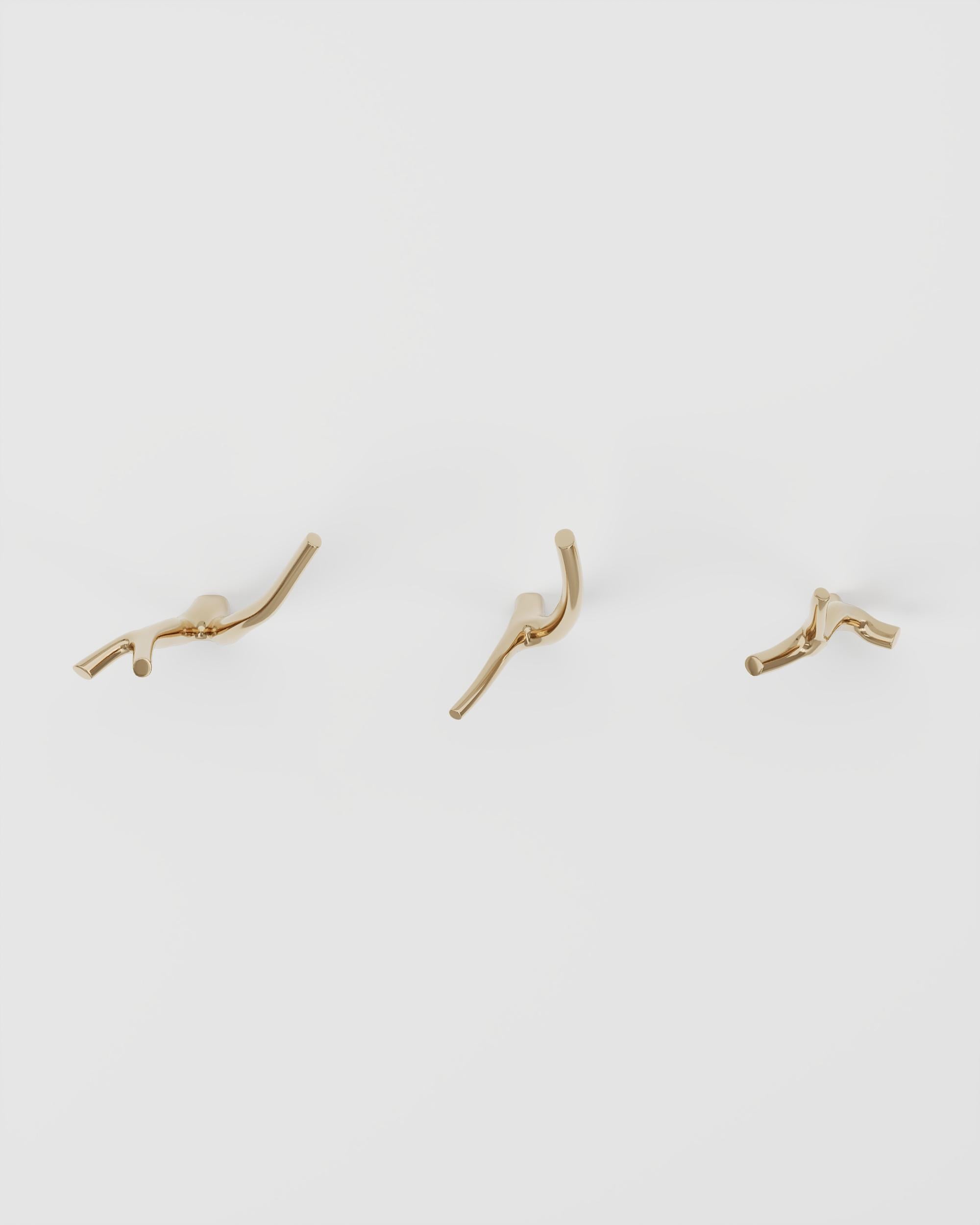 Polished Cast Brass Galhos Wall Hanger by Studio Orth
Dimensions: W 12 x D 8-12 x H 2.5 cm
Materials: Cast metal.
Finishes: Polished Cast Brass or Polished Cast Aluminum

About: 
Studio Orth is a multidisciplinary furniture and interior design firm,