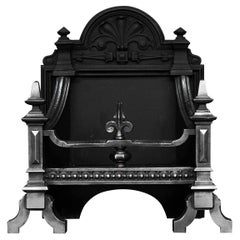 Antique Polished Cast Iron Firebasket in the Gothic Style