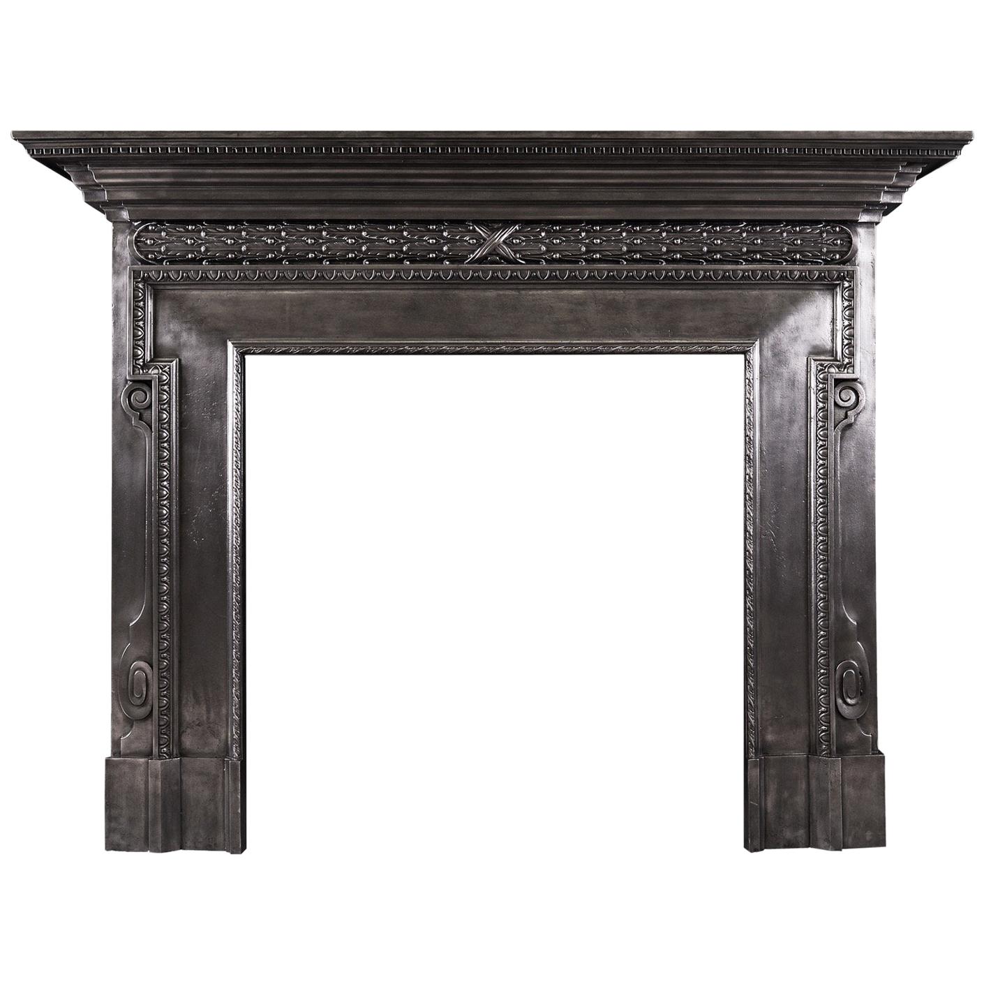 Polished Cast Iron Fireplace in the Mid Georgian Style For Sale
