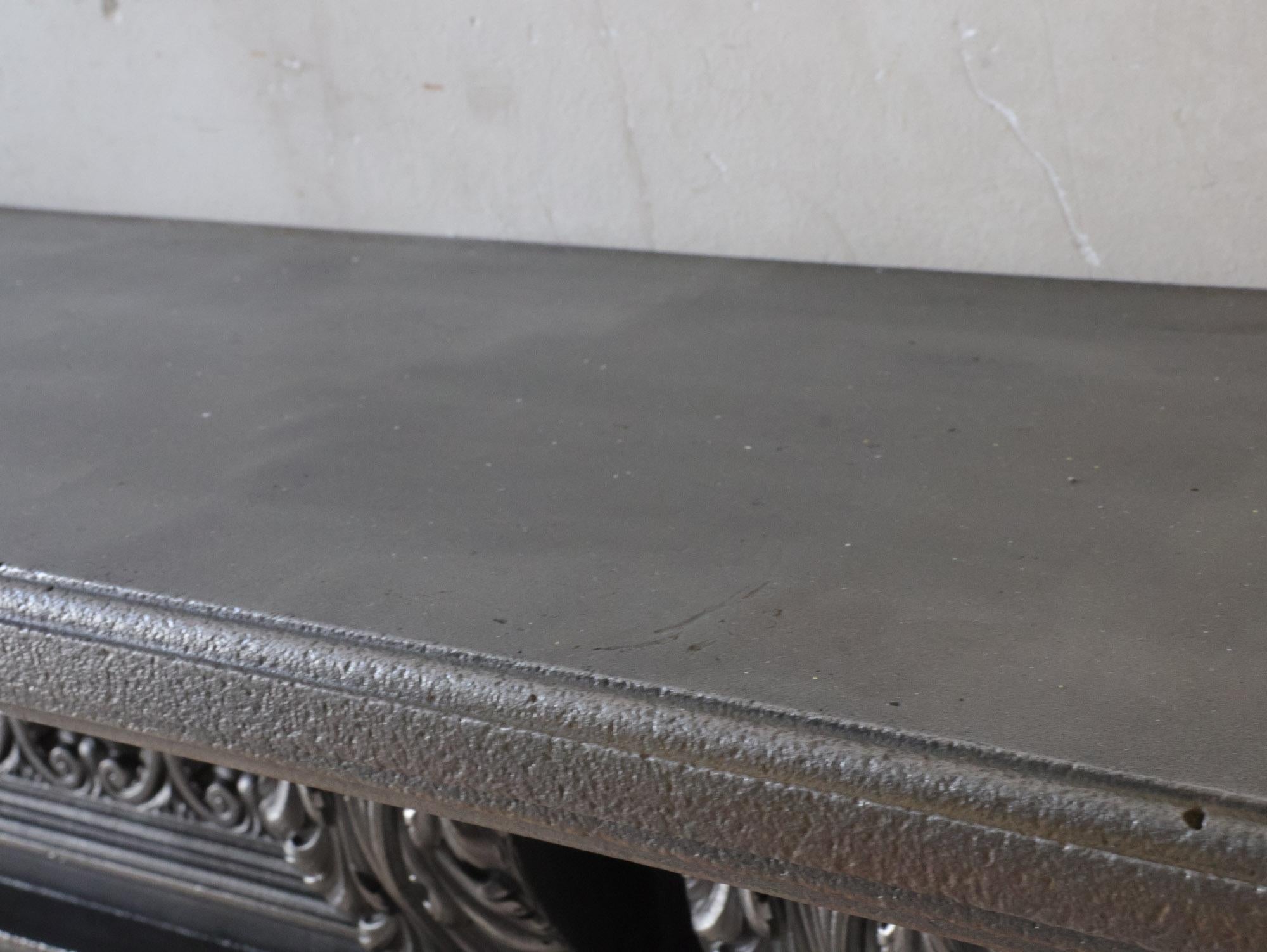 Polished Cast Iron Fireplace Mantel - Classic Ornamentation, Circa 1900 For Sale 5