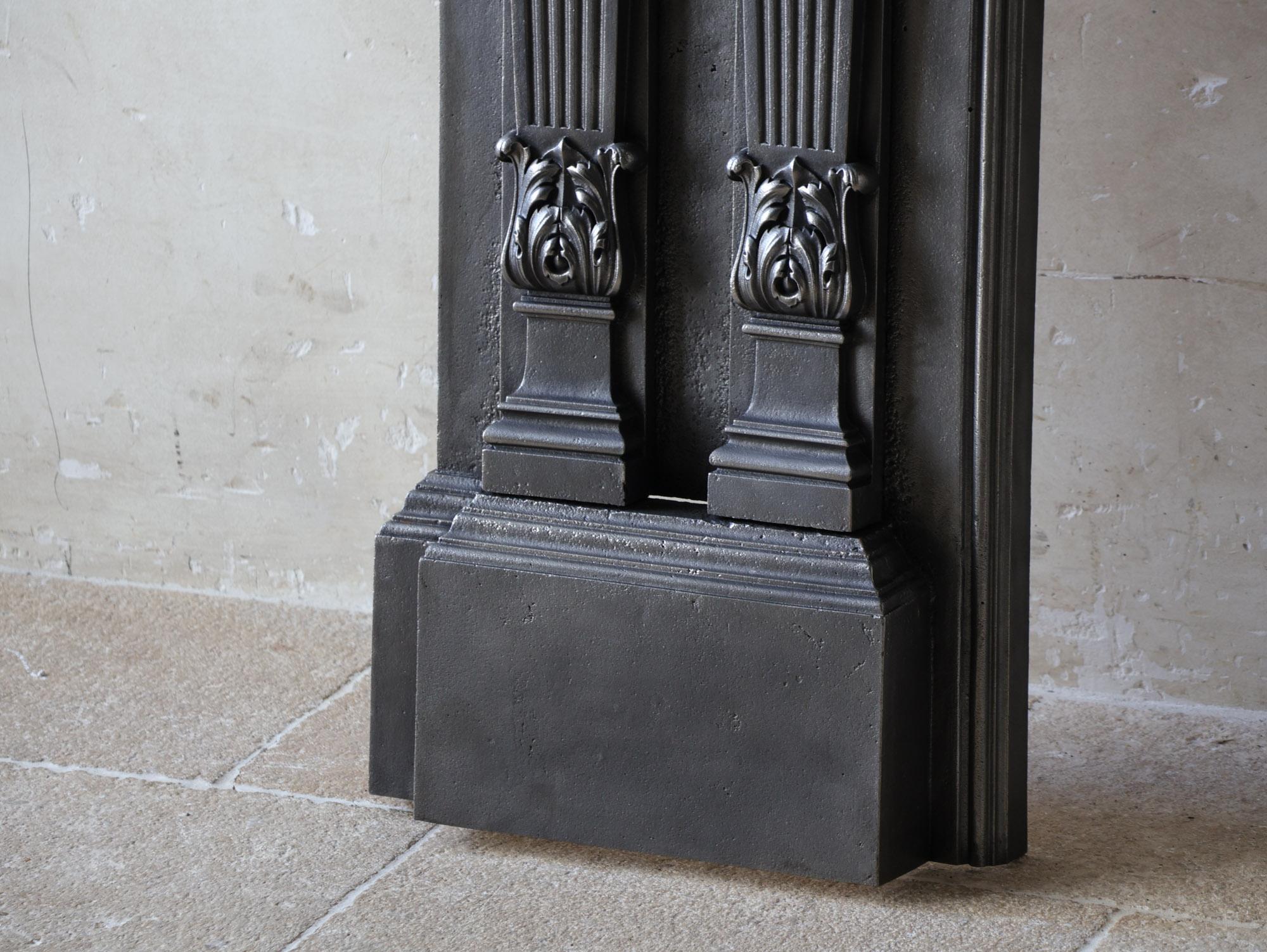 Polished Cast Iron Fireplace Mantel - Classic Ornamentation, Circa 1900 For Sale 1