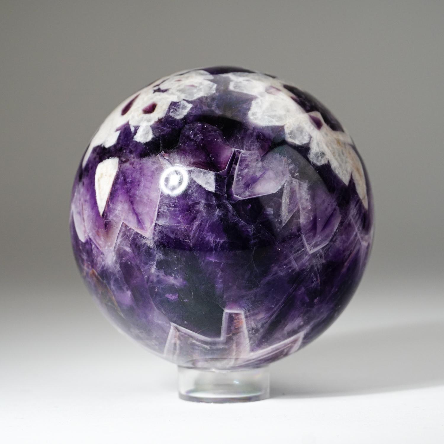 18th Century and Earlier Genuine Polished Chevron Amethyst Sphere from Brazil (3.4lbs) For Sale