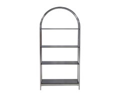 Polished Chrome and Black Glass Arched Étagère