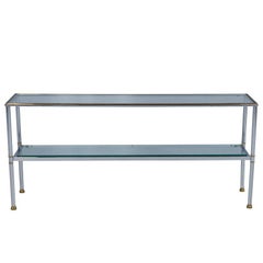 Polished Chrome and Glass Console Table