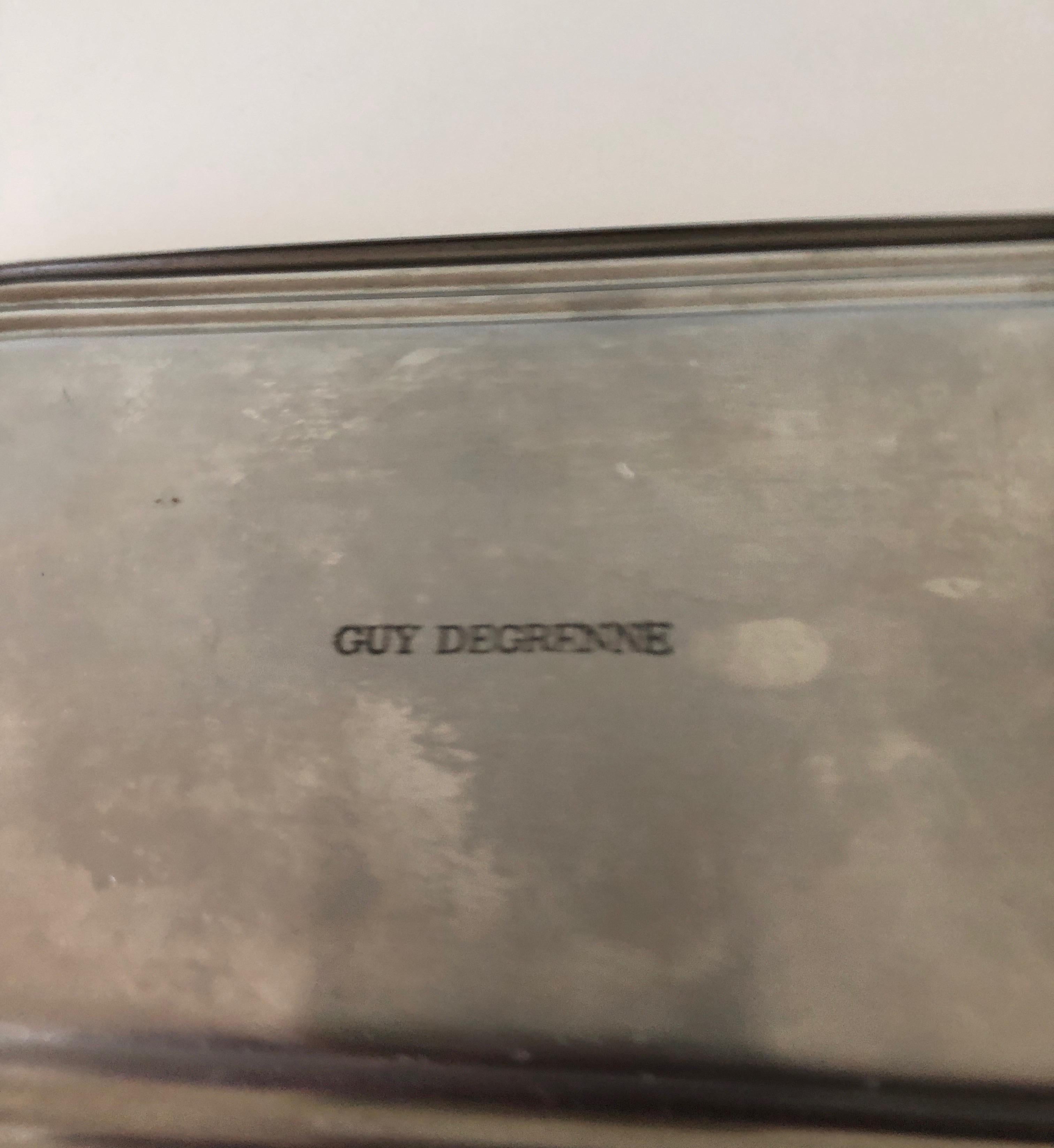 French Polished Chrome and Gold Small Oval Key Tray by Maison Guy Degrenne Paris
