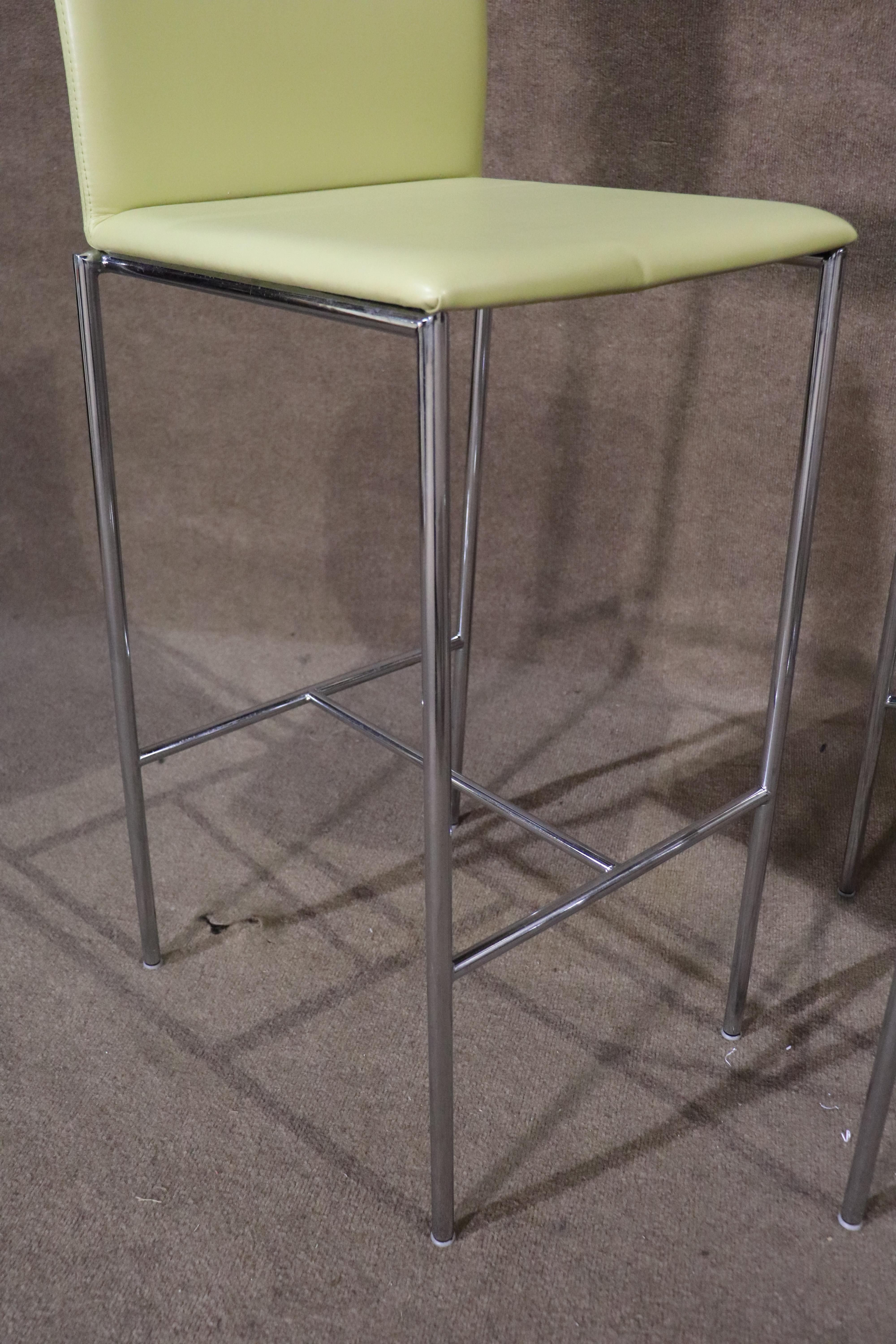 Polished Chrome Bar Stools In Good Condition For Sale In Brooklyn, NY