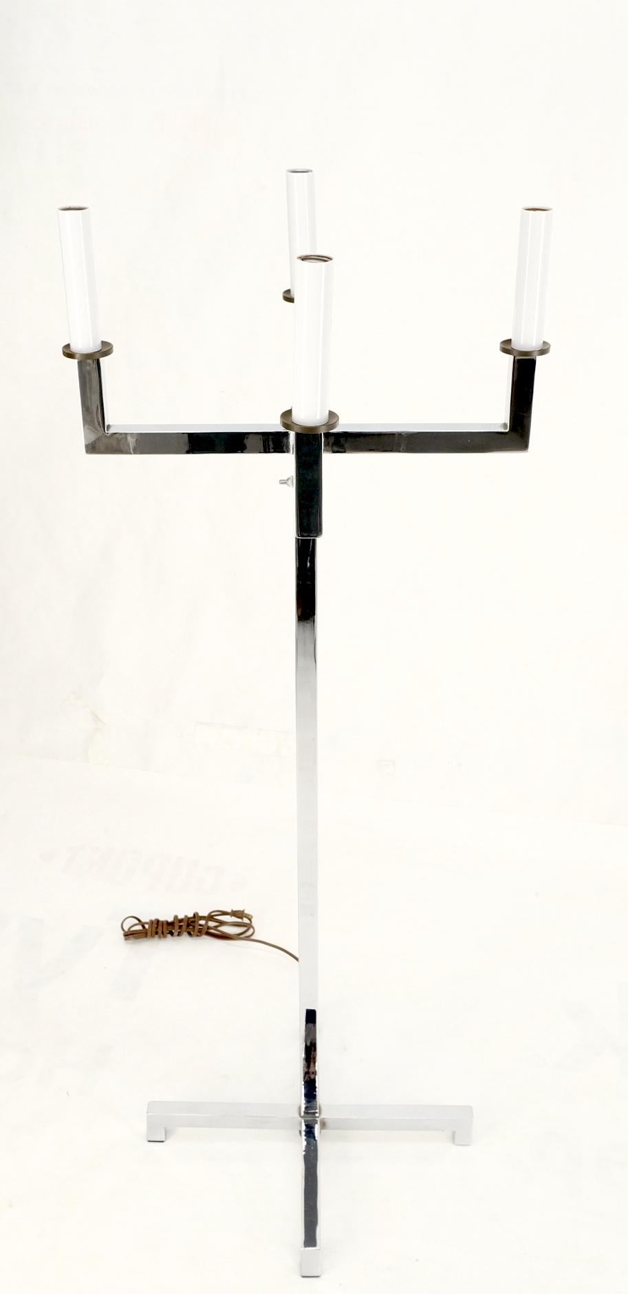 Polierter Chrom-Kreuzförmiger Sockel, Mid-Century Modern, Stehlampe mit 4 Wegen, Parzinger im Angebot 4