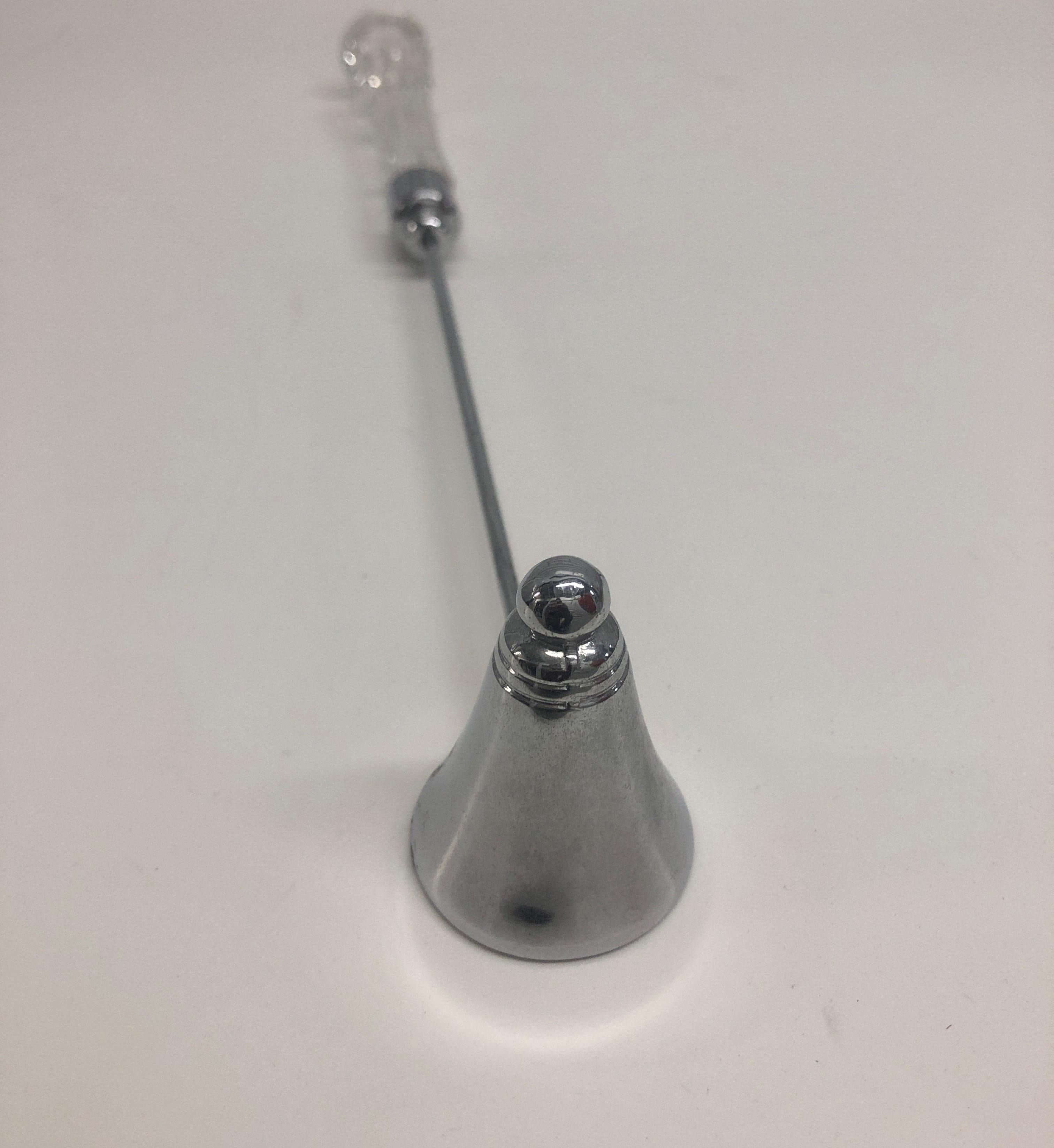 Contemporary Polished Chrome Crystal Candle Snuffer