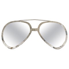 Lunettes de soleil aviateur vintage à monture chromée polie miroir