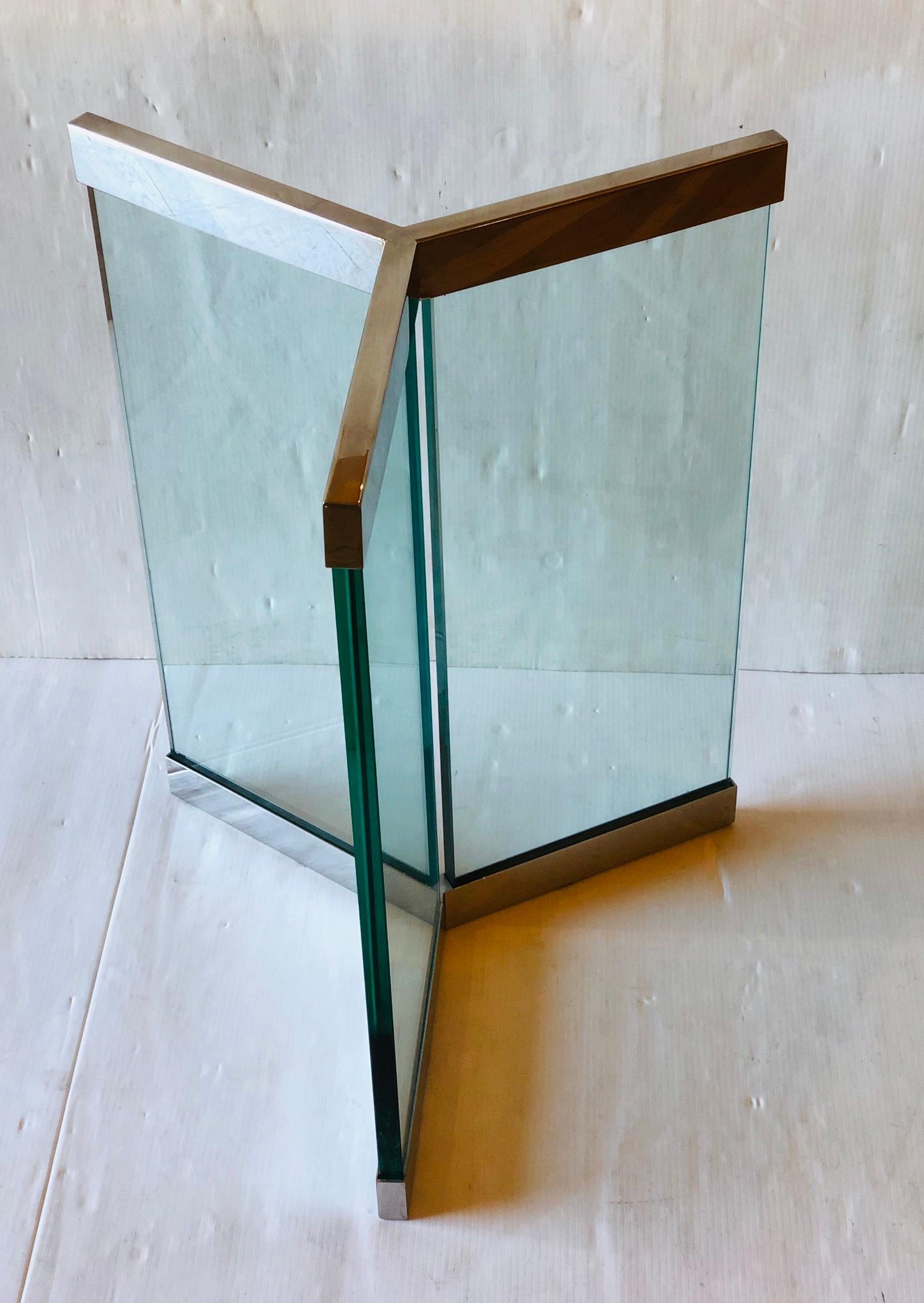 Post-Modern Polished Chrome and Glass Dinning Table Base by Pace