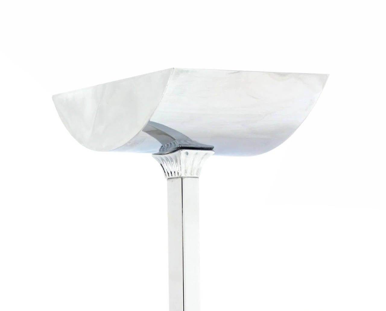 Italian Polished Chrome Mid Century Modern Floor Lamp Torchere Dimer Mint! For Sale