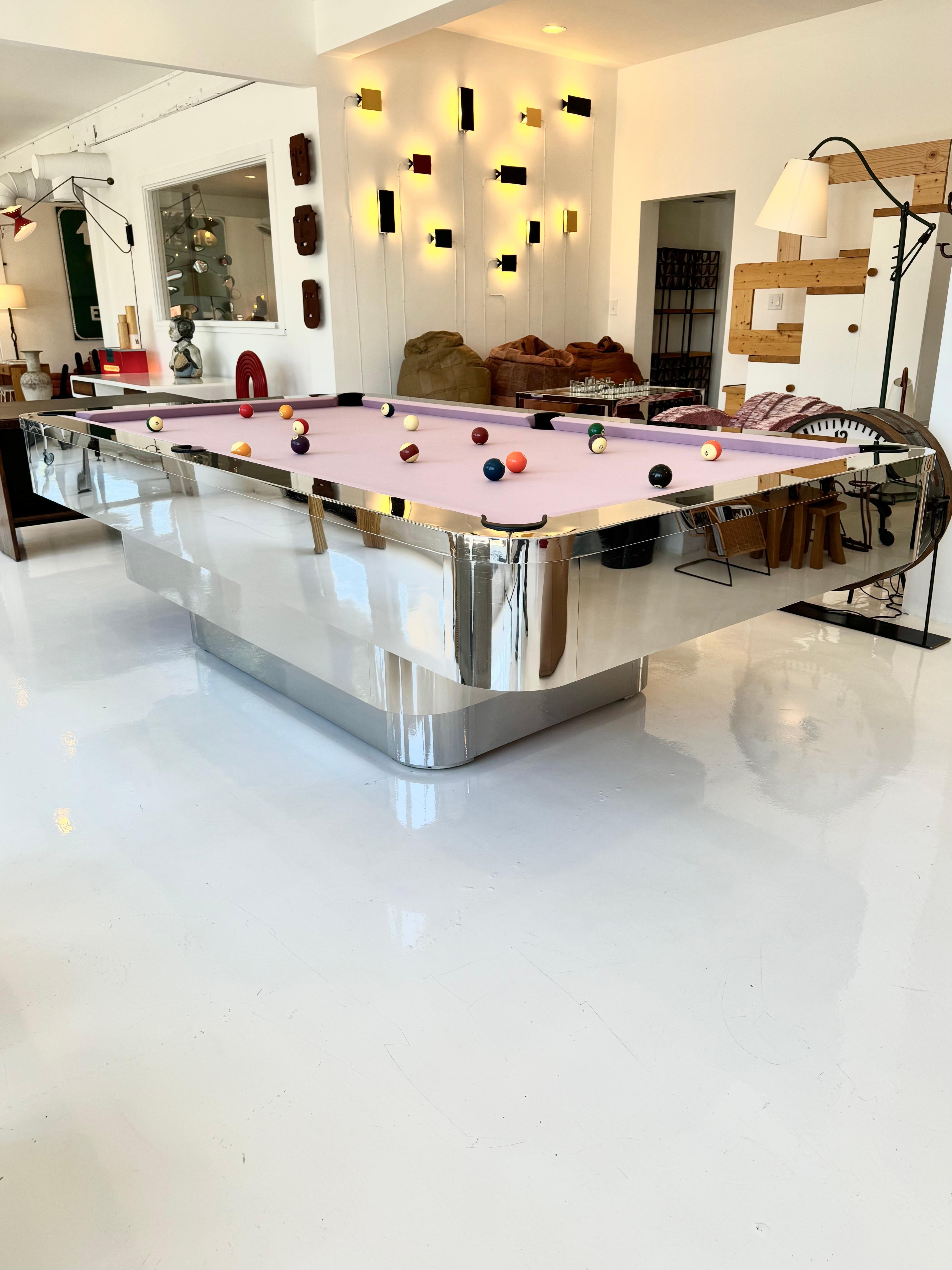 Polished Chrome Pool Table, 1980s USA 2