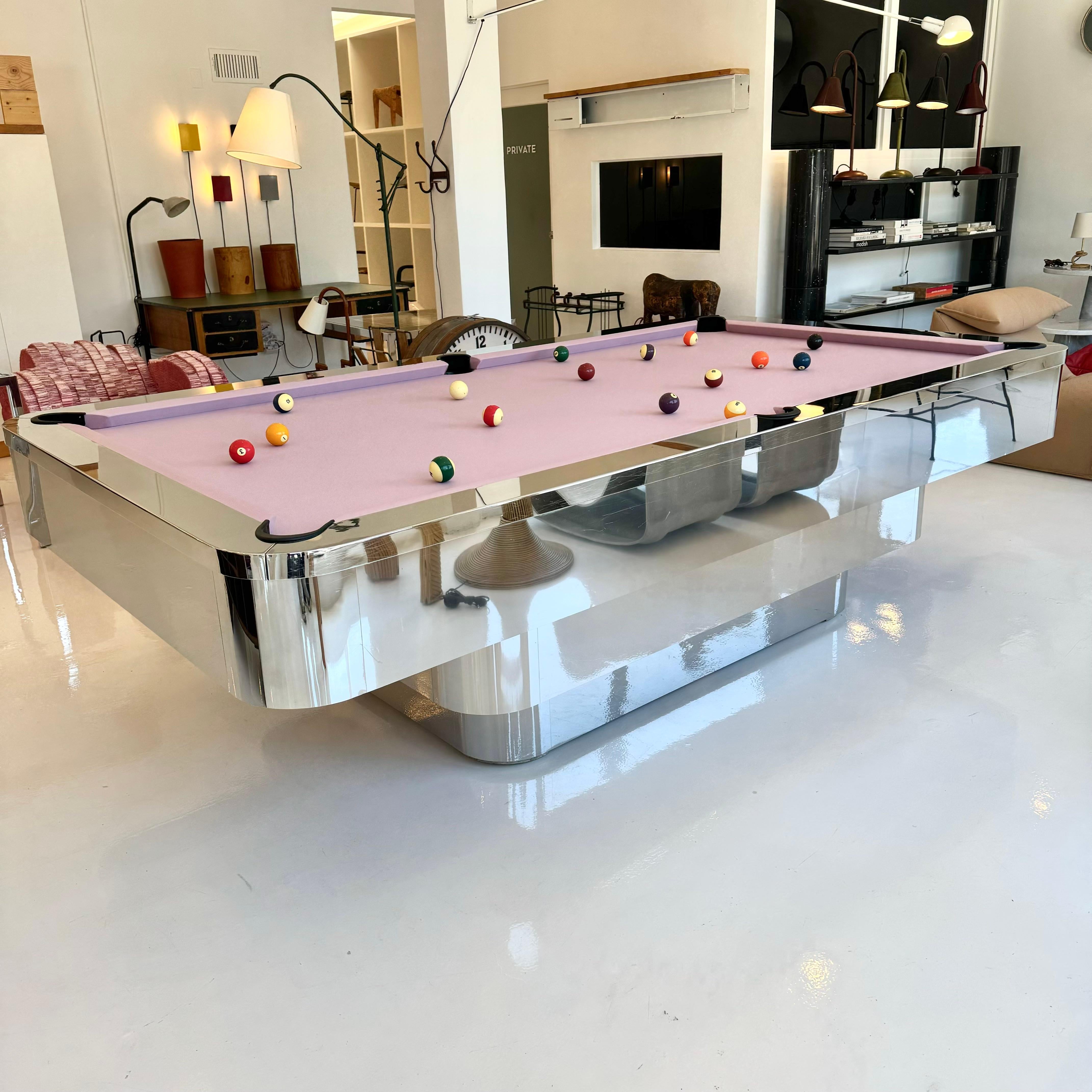 Polished Chrome Pool Table, 1980s USA 8