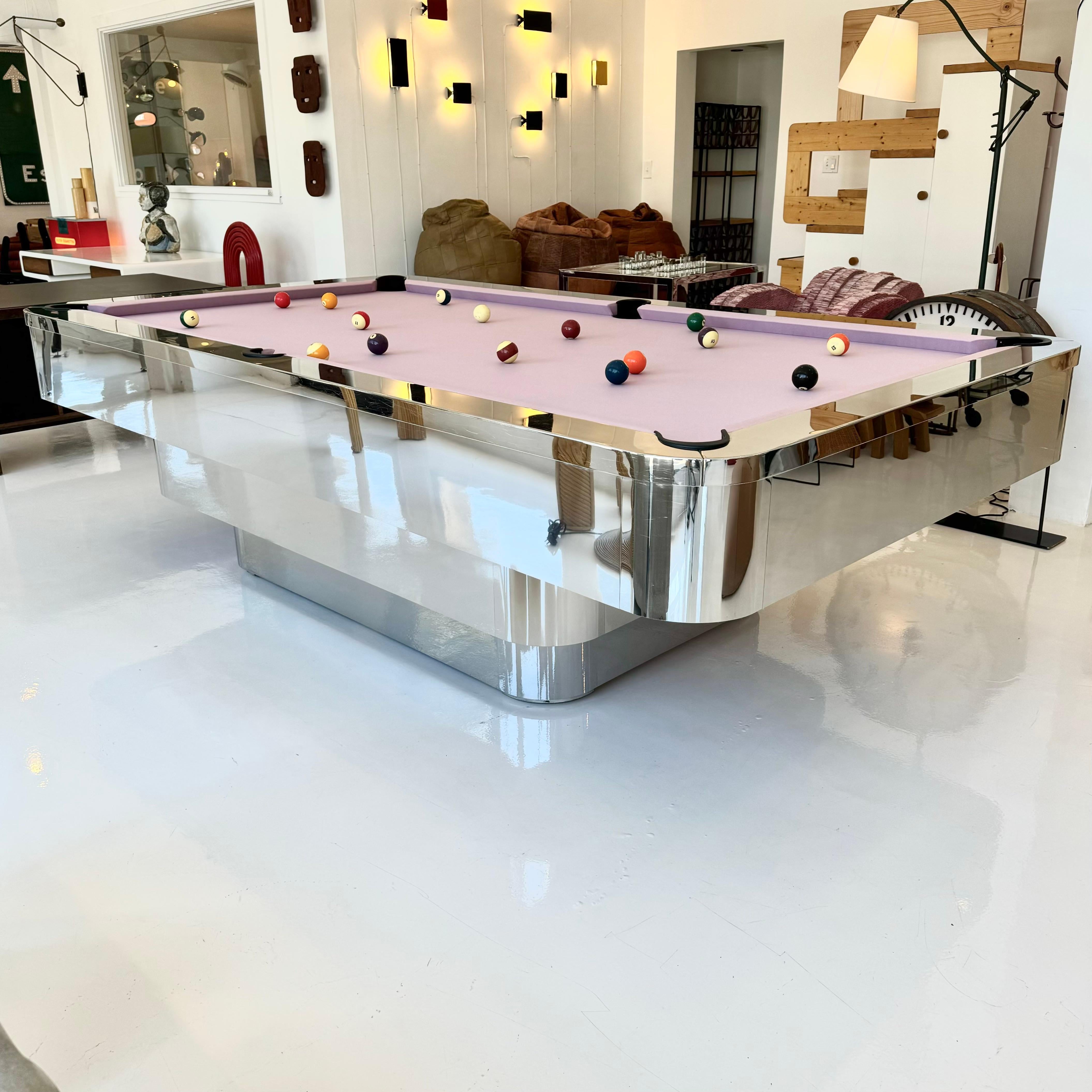 Polished Chrome Pool Table, 1980s USA 9