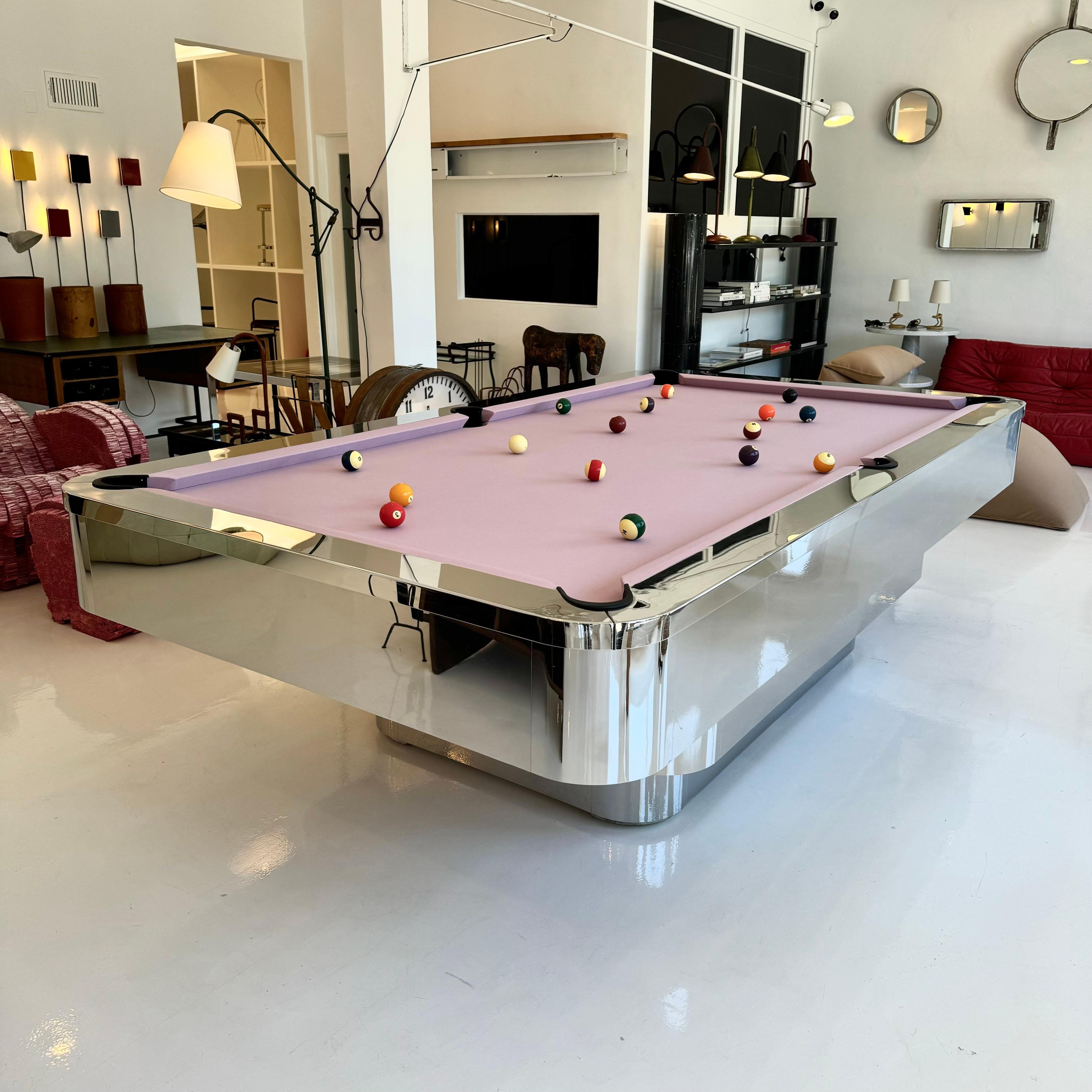 Polished Chrome Pool Table, 1980s USA 1