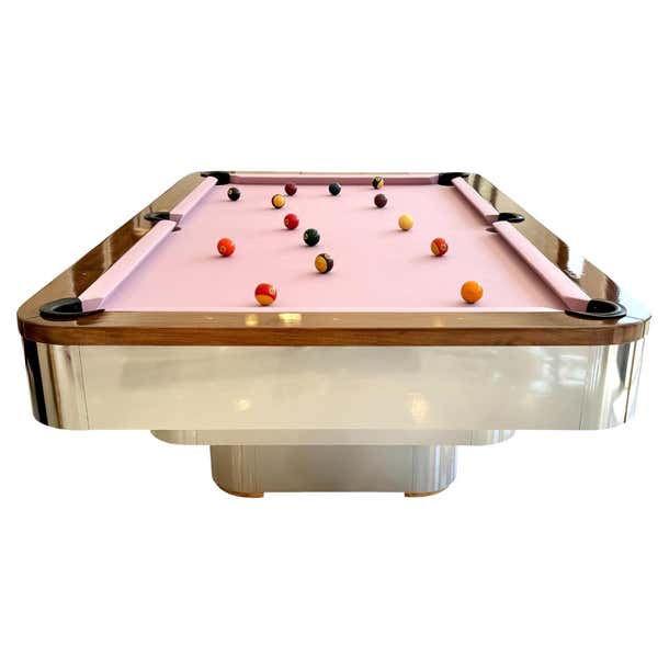 Polished Chrome Pool Table, 1980s USA For Sale at 1stDibs