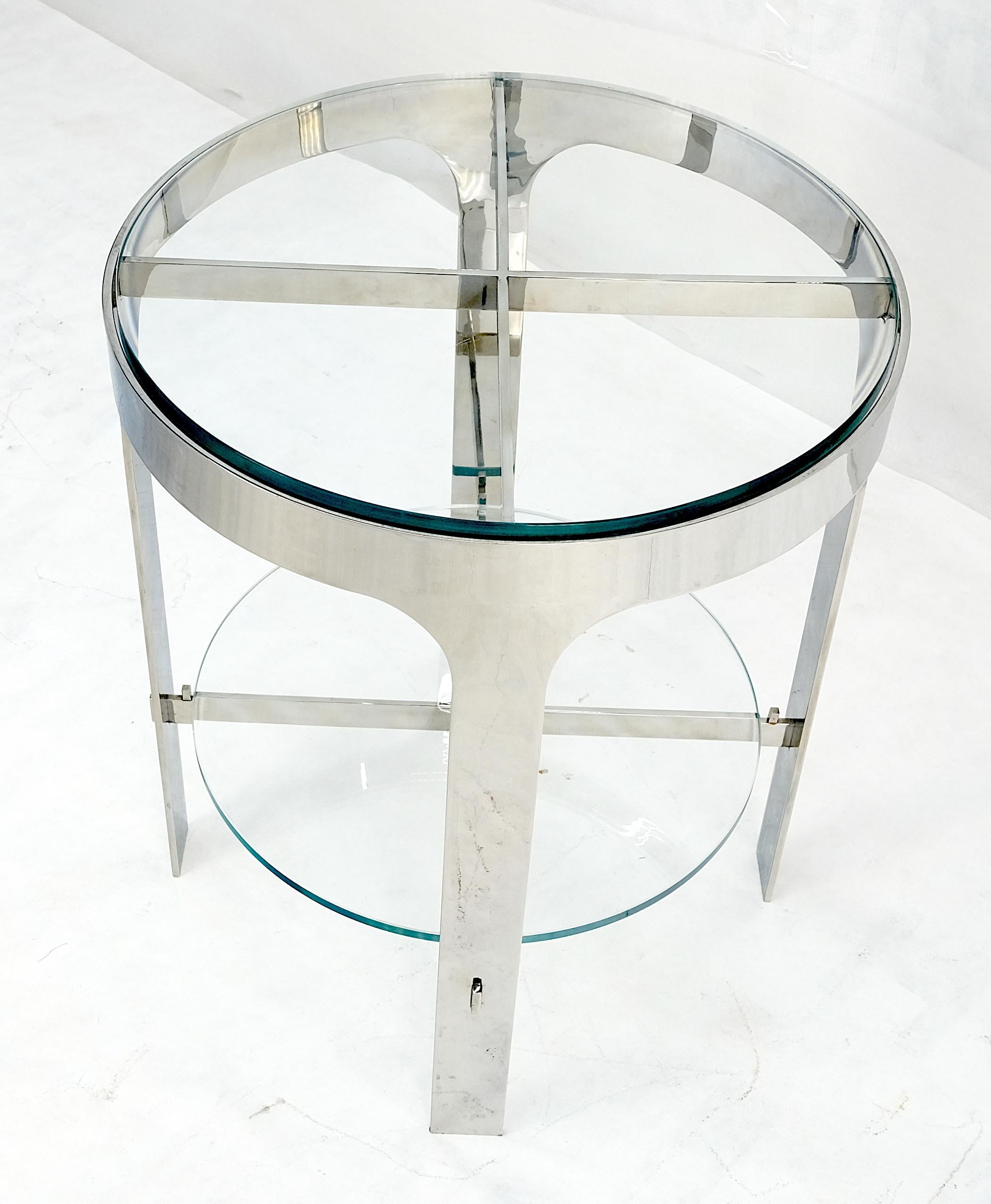 Chrome Poli Rond 2 Tiers Glass Top Side Lamp Stand Studio Table Mid Century en vente 4