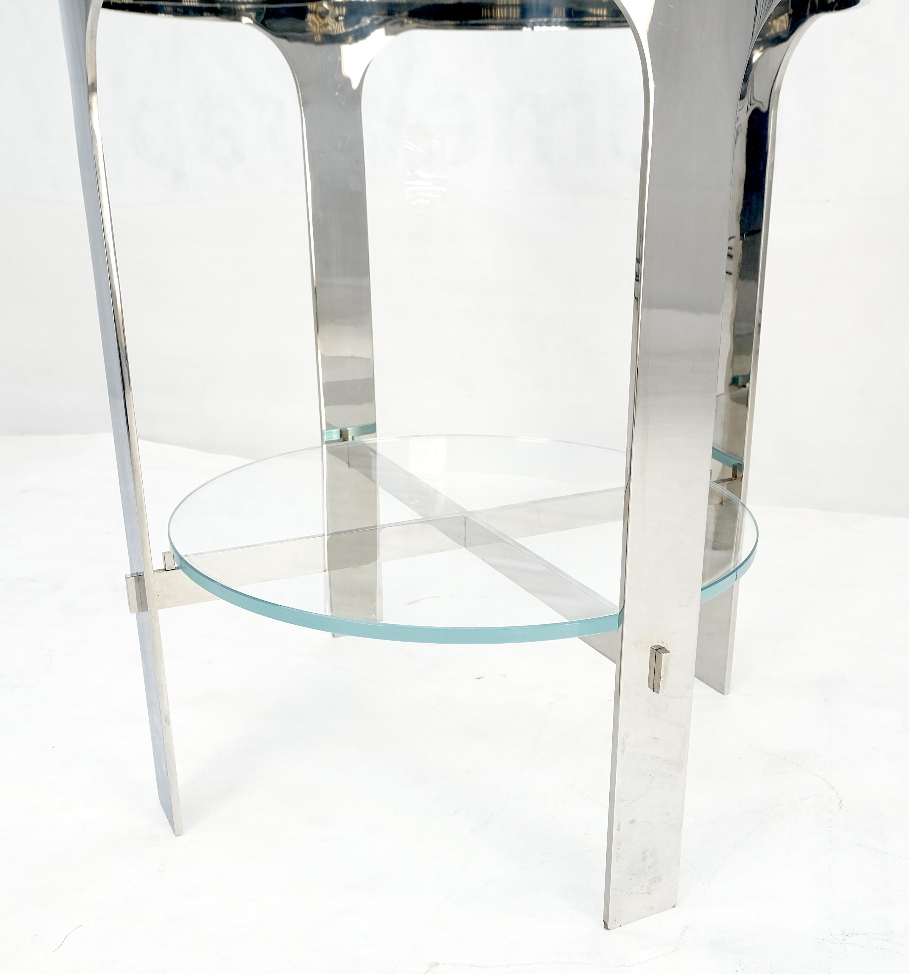 Chrome Poli Rond 2 Tiers Glass Top Side Lamp Stand Studio Table Mid Century en vente 5