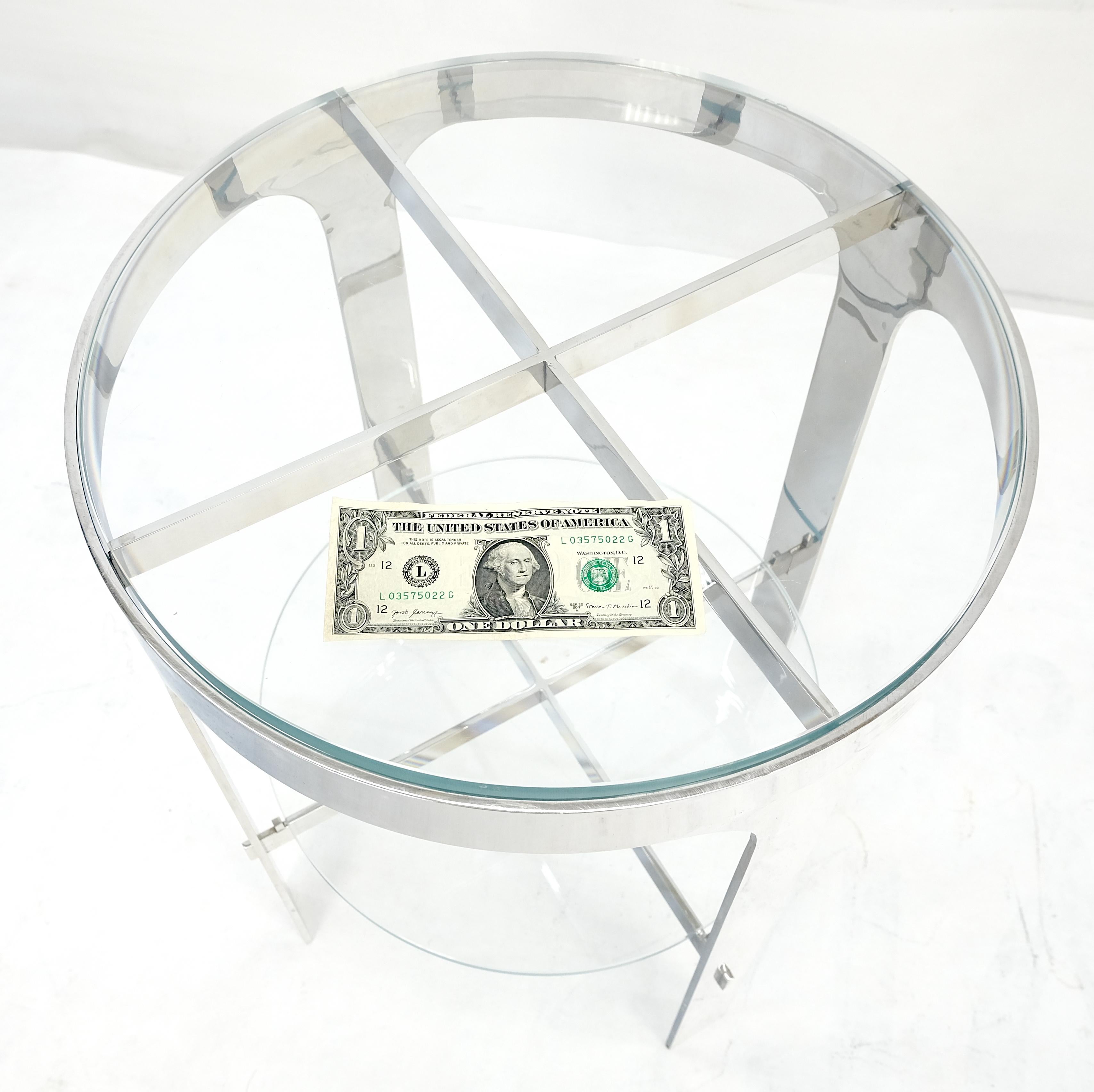 Chrome Poli Rond 2 Tiers Glass Top Side Lamp Stand Studio Table Mid Century en vente 6