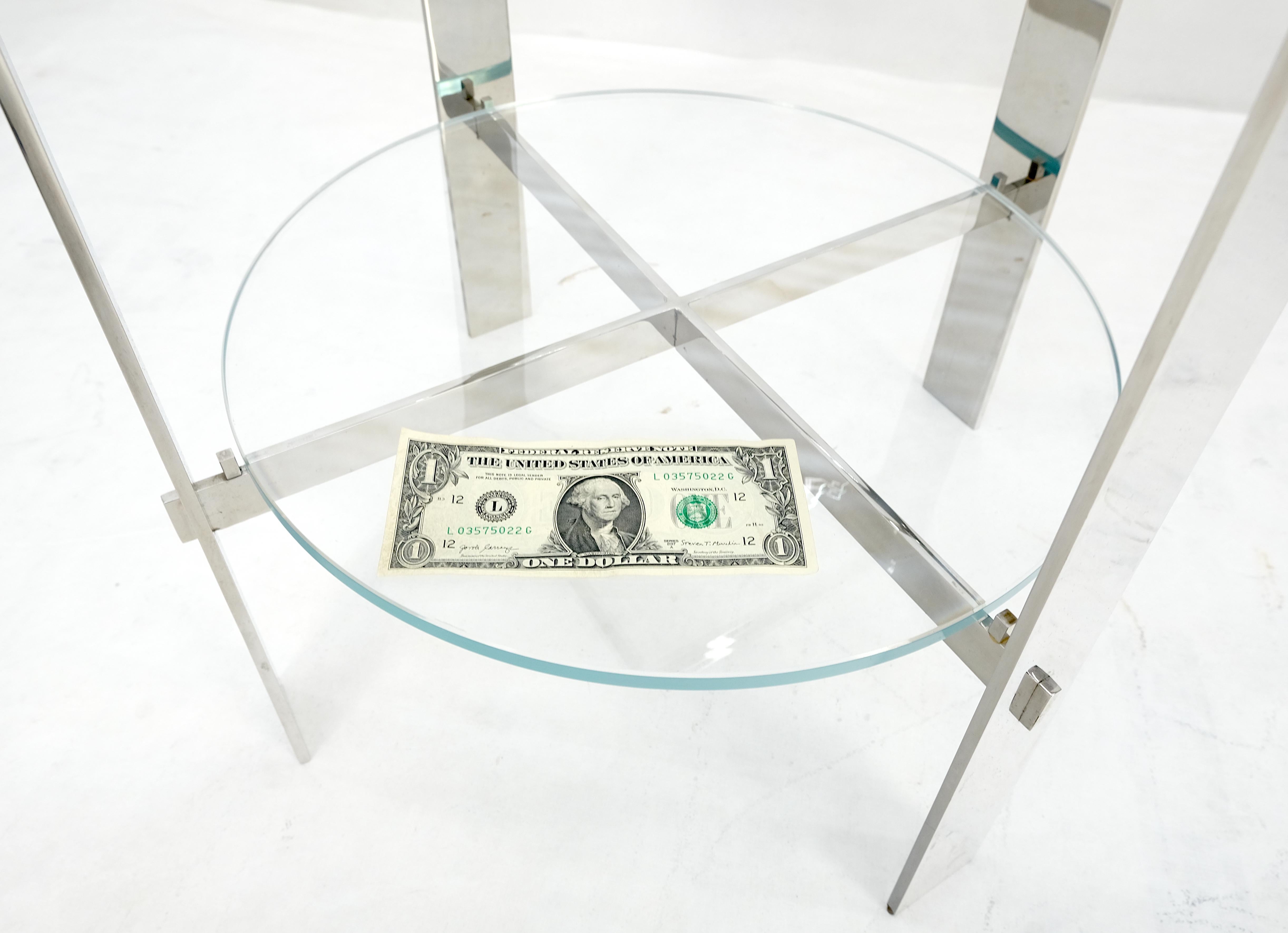 Chrome Poli Rond 2 Tiers Glass Top Side Lamp Stand Studio Table Mid Century en vente 7