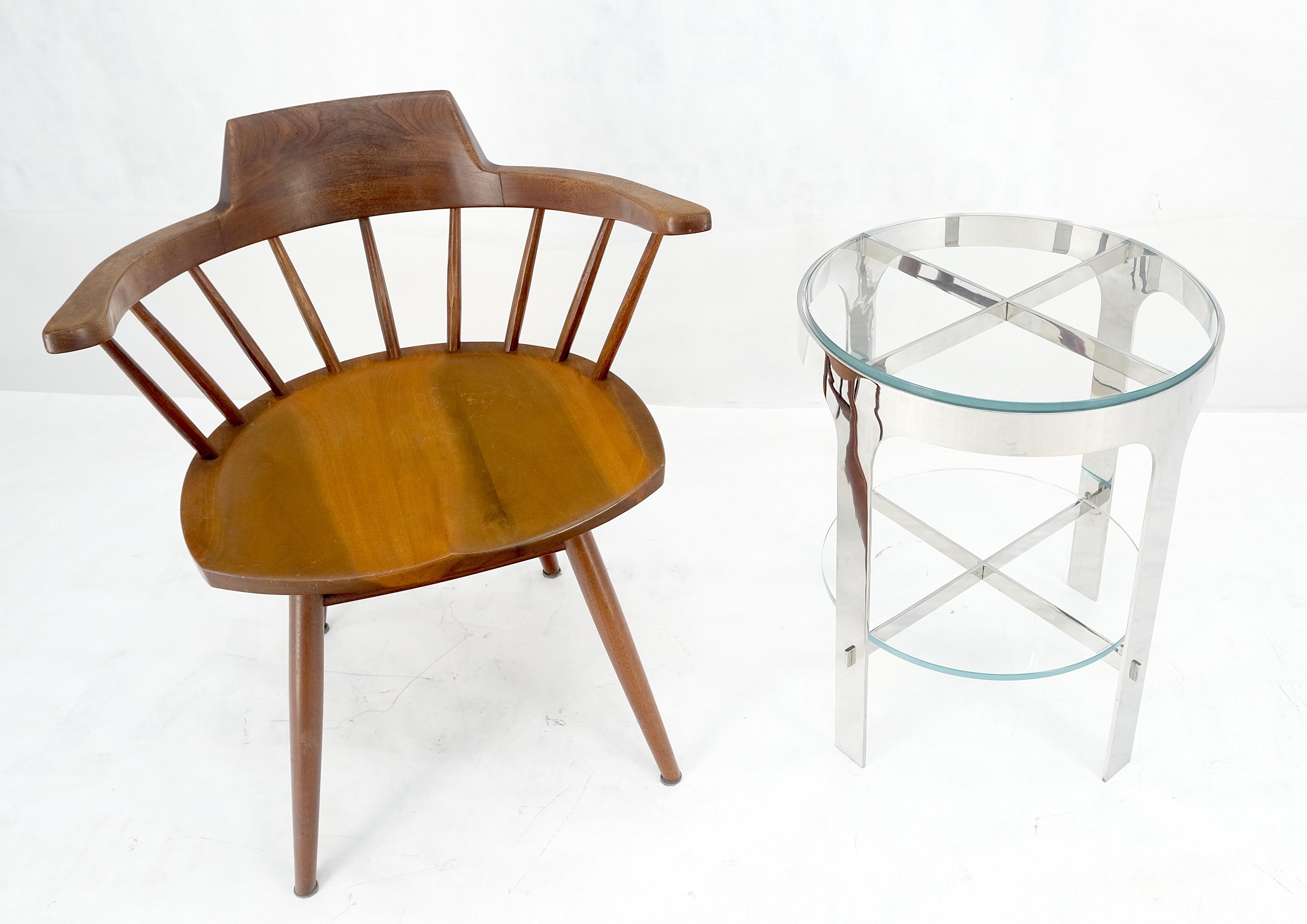 Mid-Century Modern Chrome Poli Rond 2 Tiers Glass Top Side Lamp Stand Studio Table Mid Century en vente