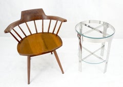 Polished Chrome Round 2 Tier Glass Top Side Lamp Stand Studio Table Mid Century