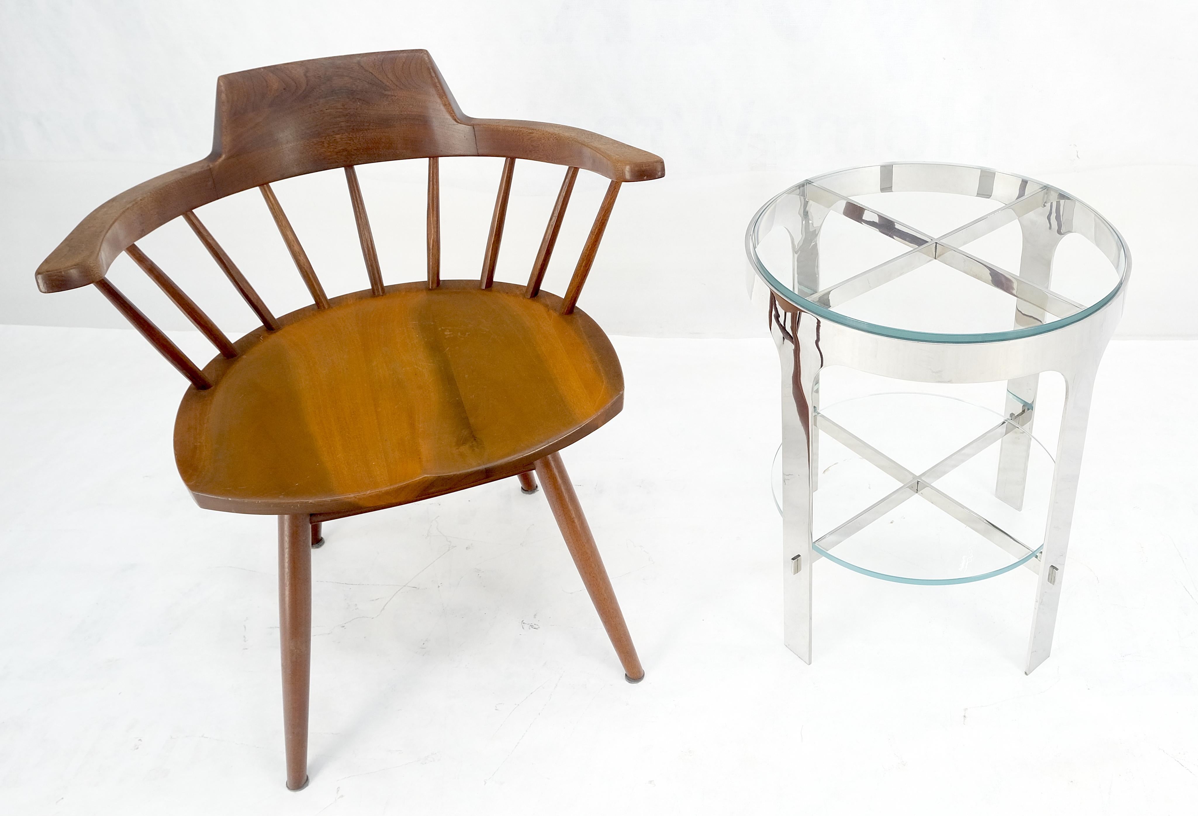 Chrome Poli Rond 2 Tiers Glass Top Side Lamp Stand Studio Table Mid Century Excellent état - En vente à Rockaway, NJ