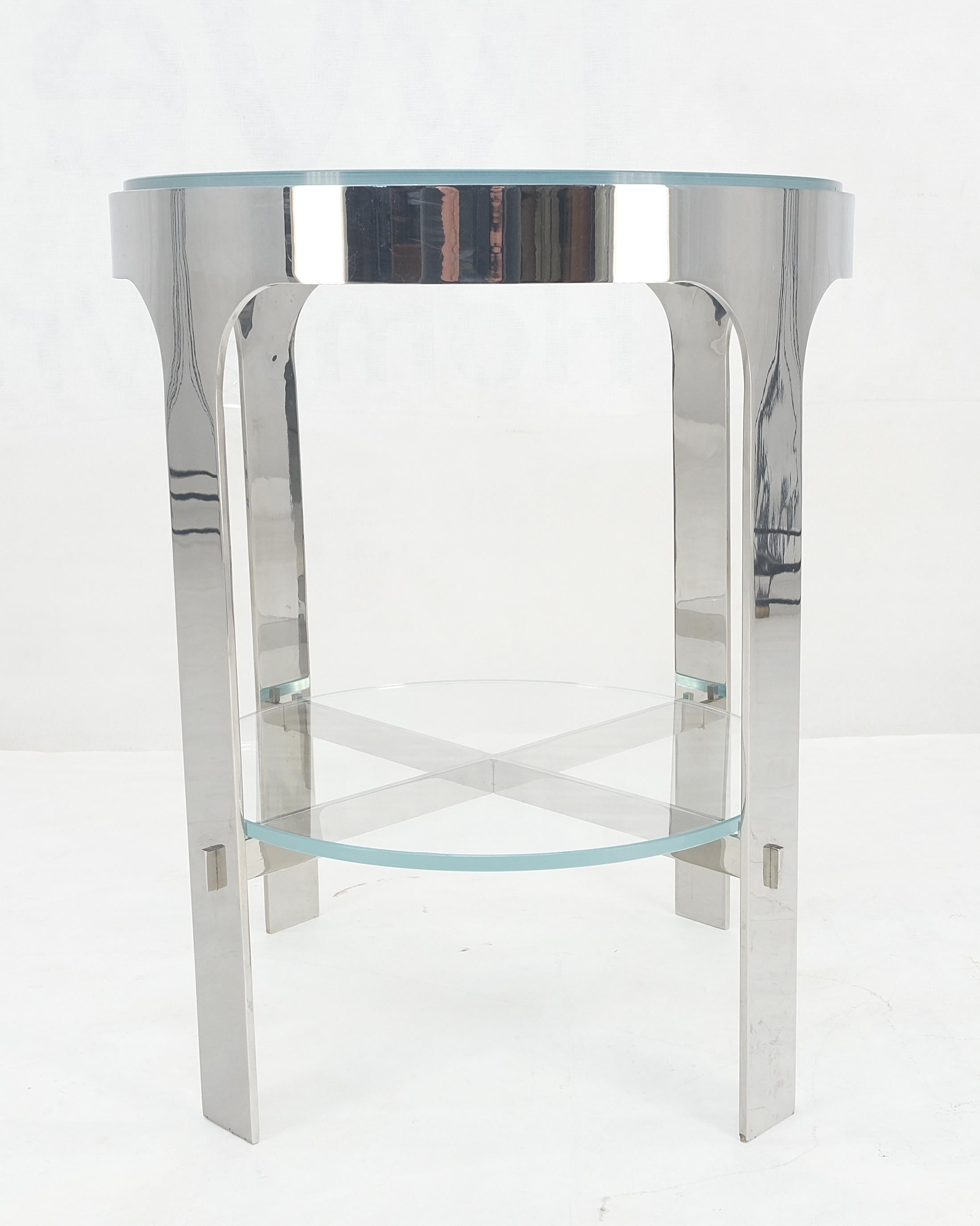 Chrome Poli Rond 2 Tiers Glass Top Side Lamp Stand Studio Table Mid Century en vente 2