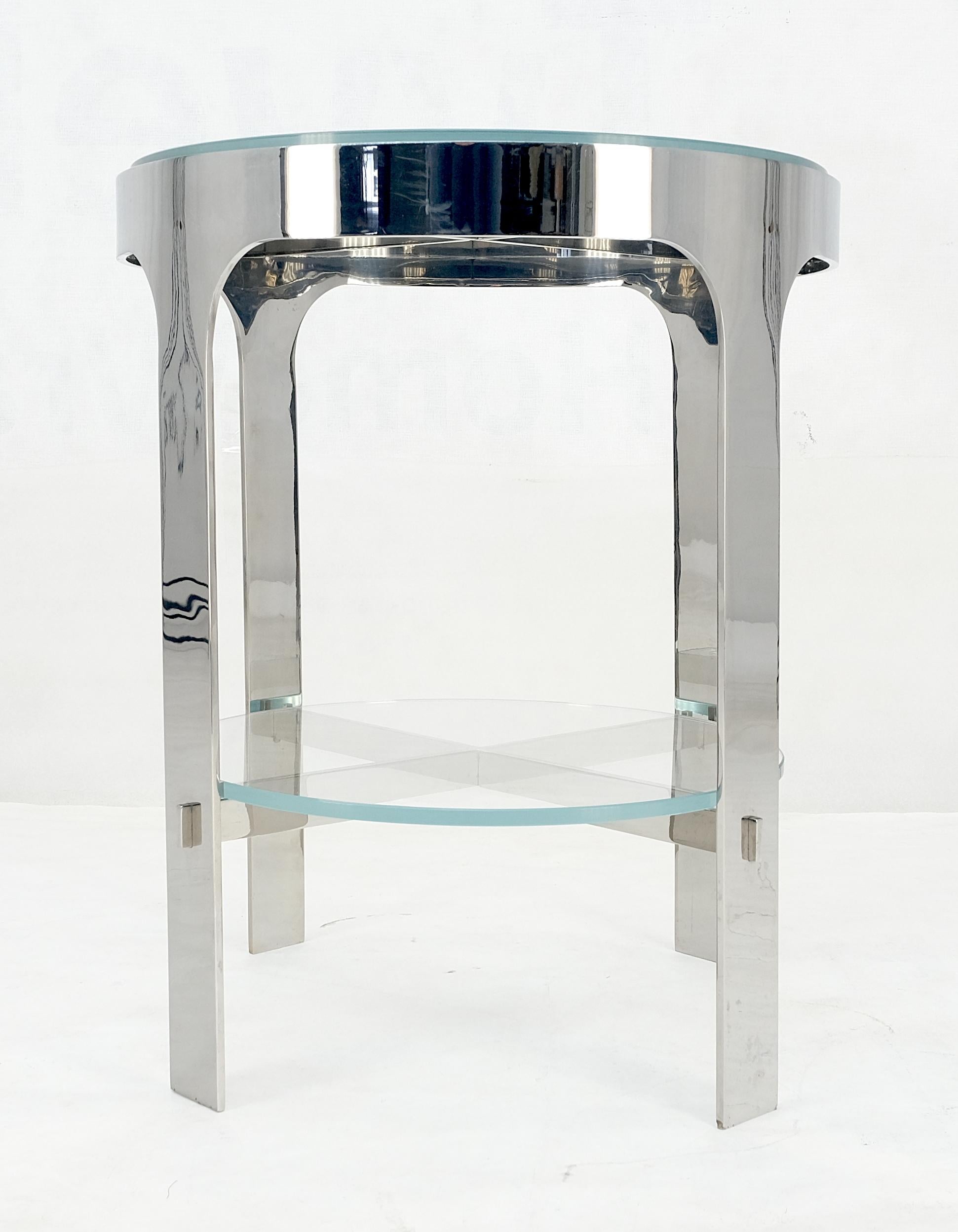 Chrome Poli Rond 2 Tiers Glass Top Side Lamp Stand Studio Table Mid Century en vente 3
