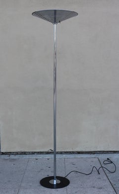 Polished Chrome Torchiere with Stepped Shade