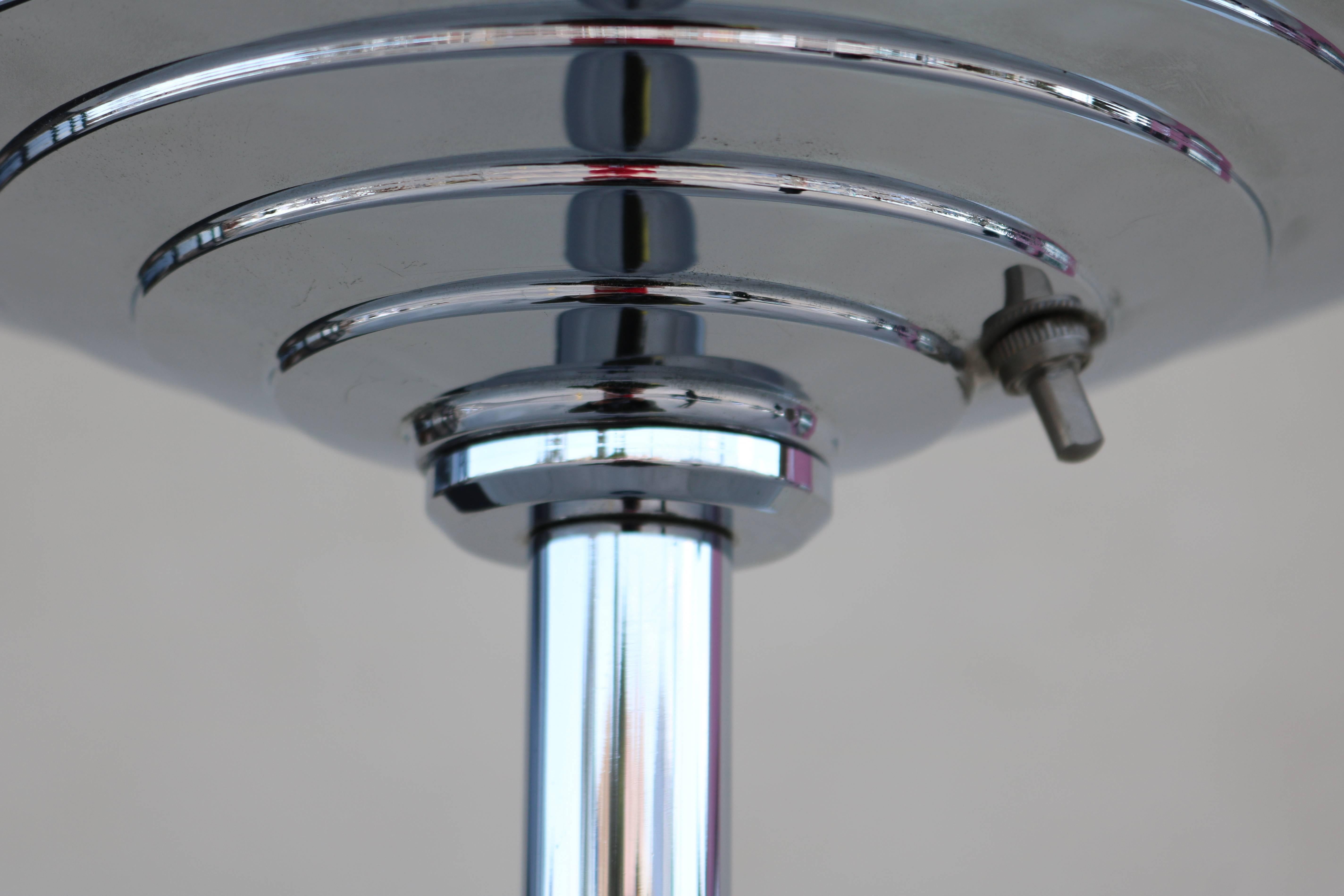 Mid-Century Modern Polished Chrome Torchiere with Stepped Shade