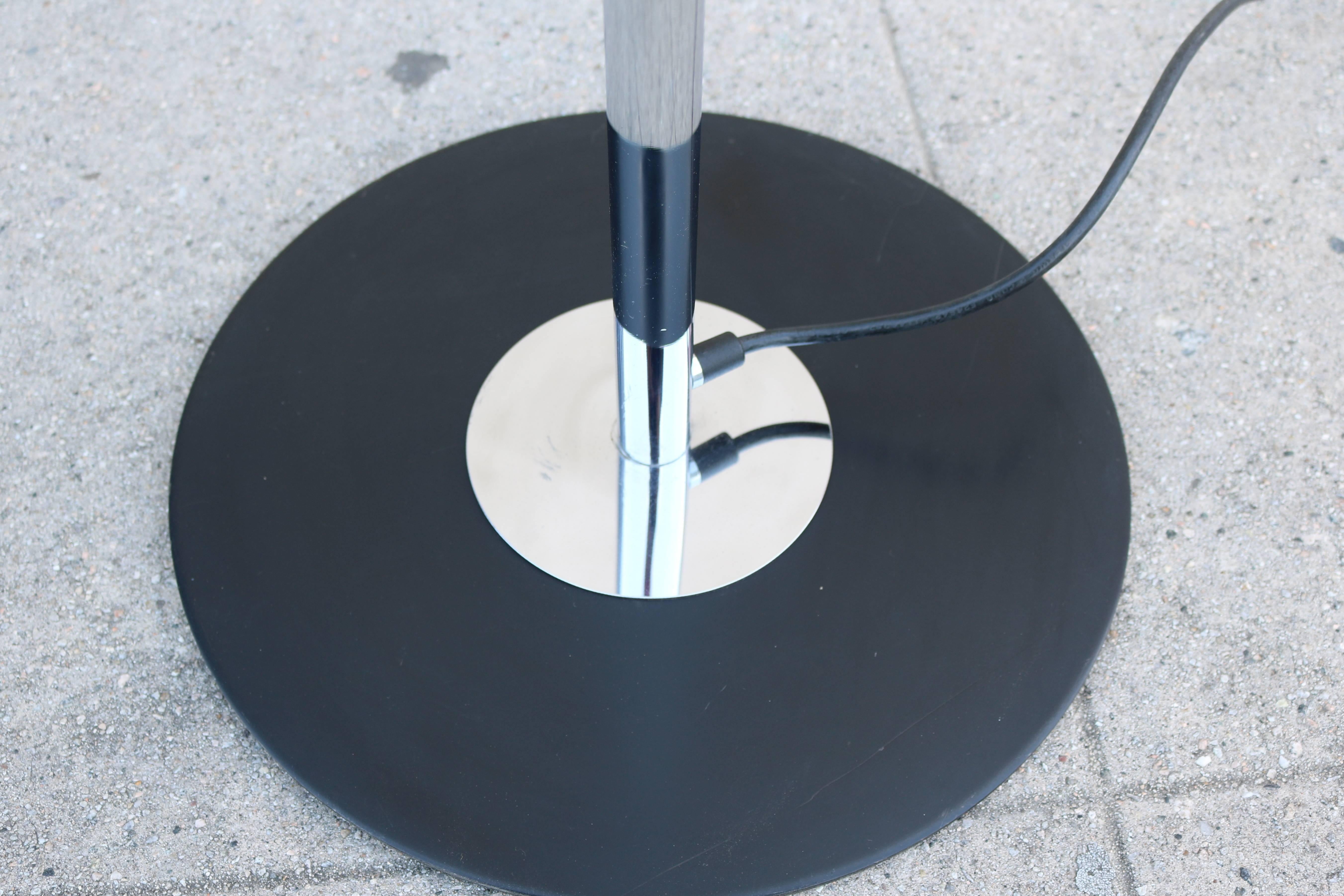 Polished Chrome Torchiere with Stepped Shade In Excellent Condition In Pasadena, CA