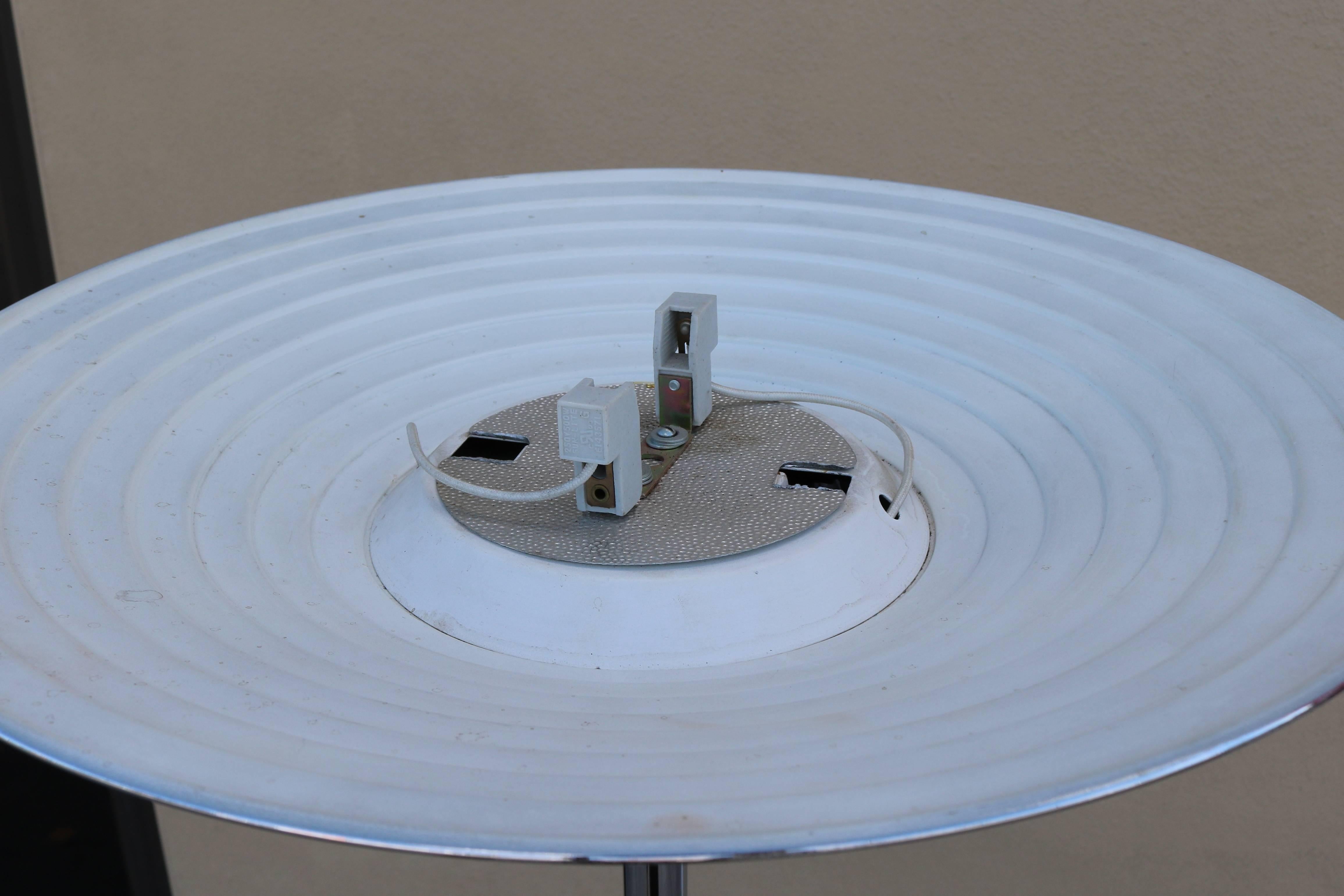 Late 20th Century Polished Chrome Torchiere with Stepped Shade