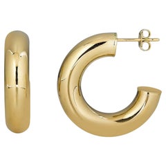 Polished Chunky 14K (or 18k upon request) Yellow Gold Hoop Earrings