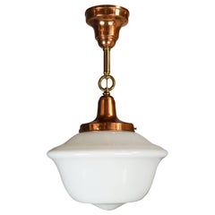 Polished Copper and Brass Schoolhouse Pendant