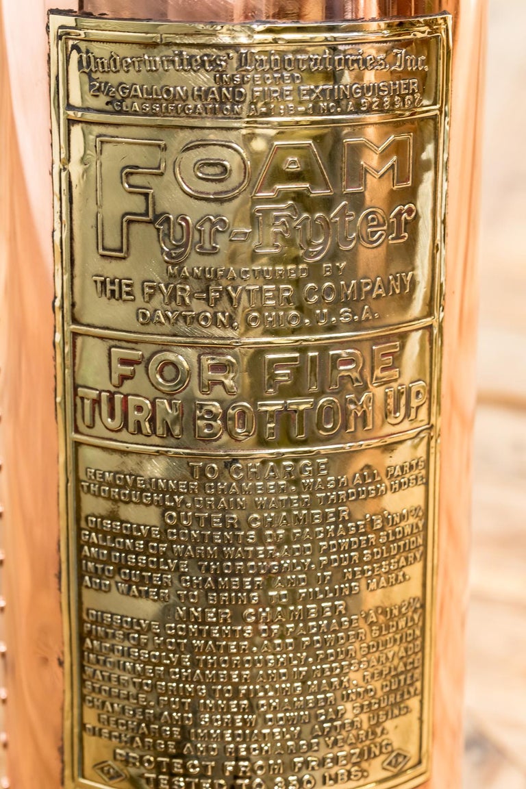 Polished Copper and Brass Fire Extinguisher For Sale at 1stdibs