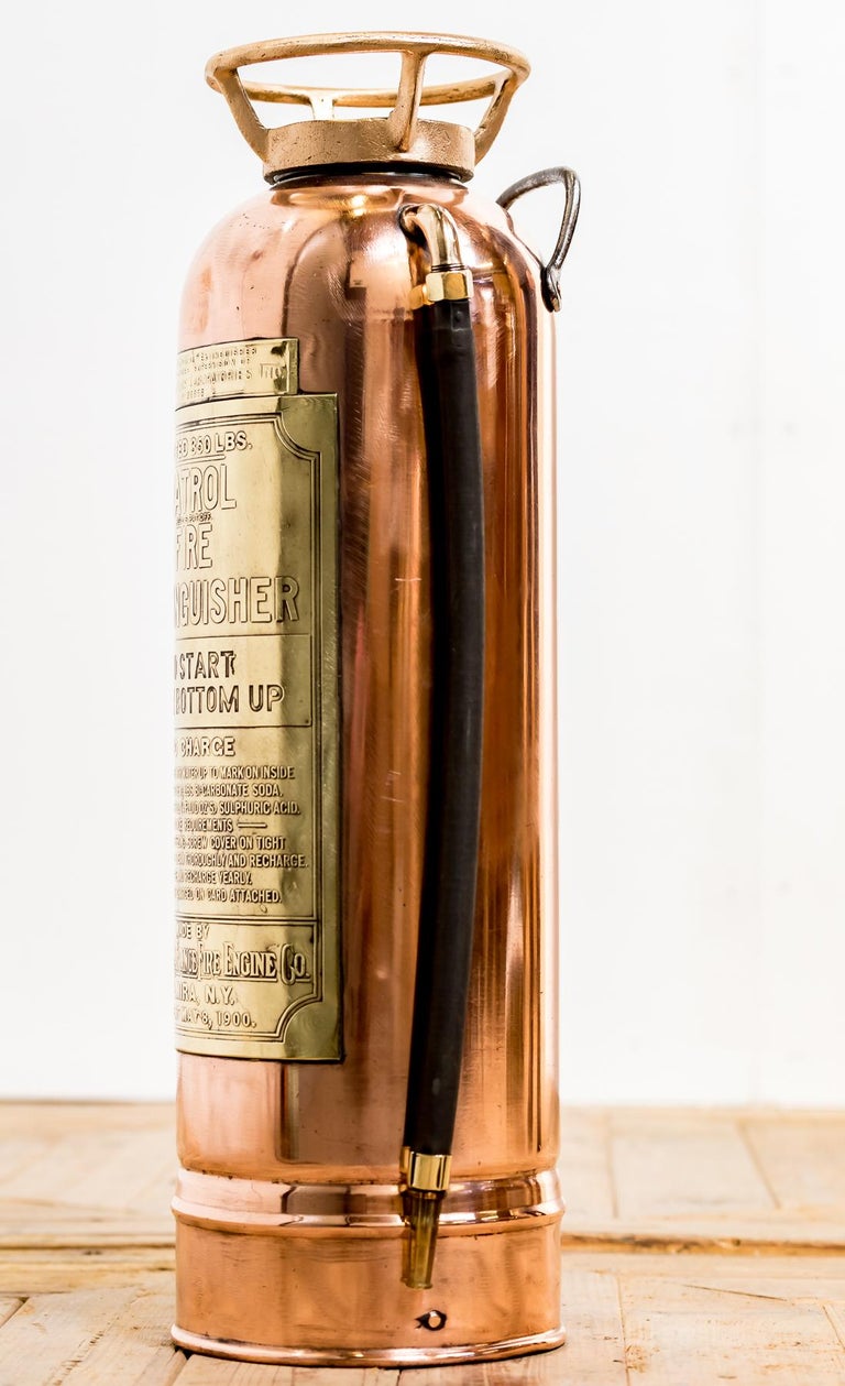 Polished Copper and Brass Fire Extinguisher For Sale at 1stdibs