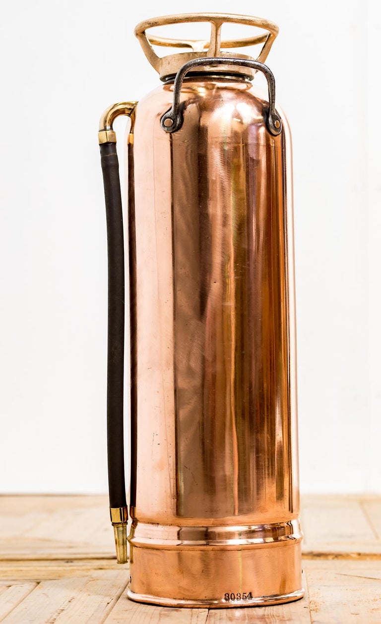 Polished Copper and Brass Fire Extinguisher For Sale at 1stdibs