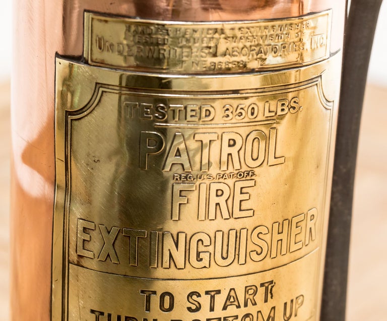 Polished Copper and Brass Fire Extinguisher For Sale at 1stdibs