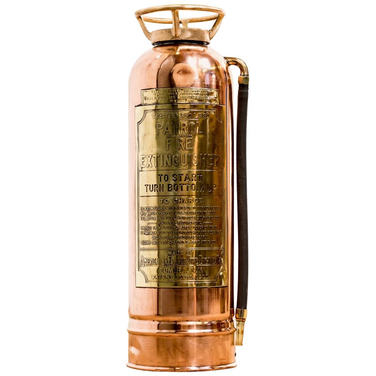 Polished Copper and Brass Fire Extinguisher For Sale at 1stdibs