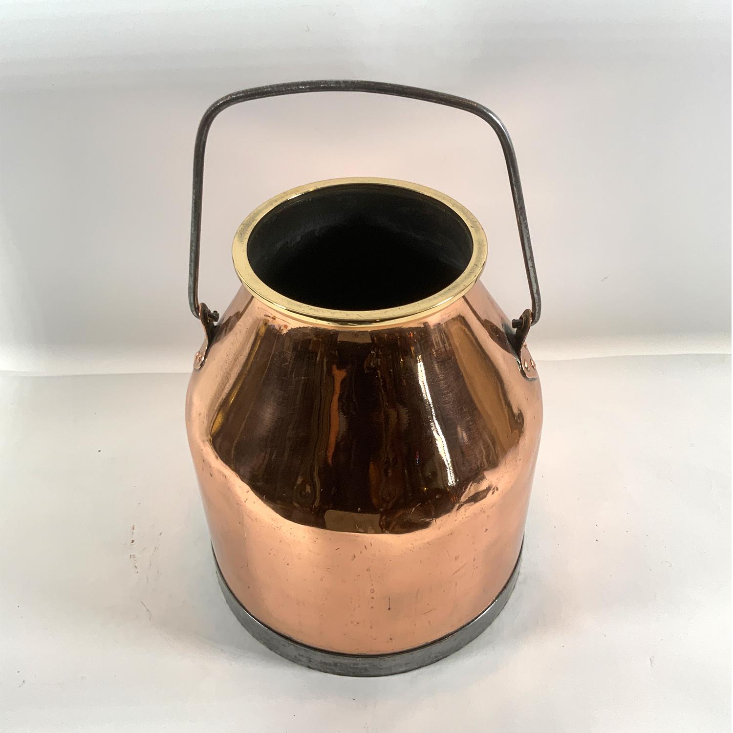 Polished Copper Cream Pail In Good Condition For Sale In Norwell, MA
