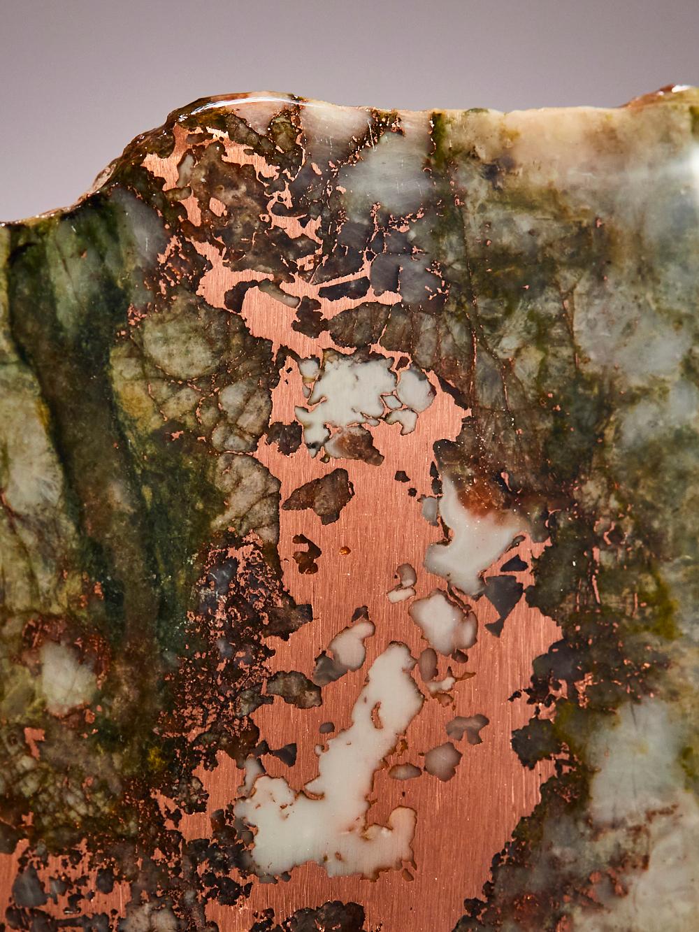 American Polished copper quartz with green accents For Sale