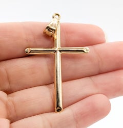 Pendentif croix polie en or jaune 18k