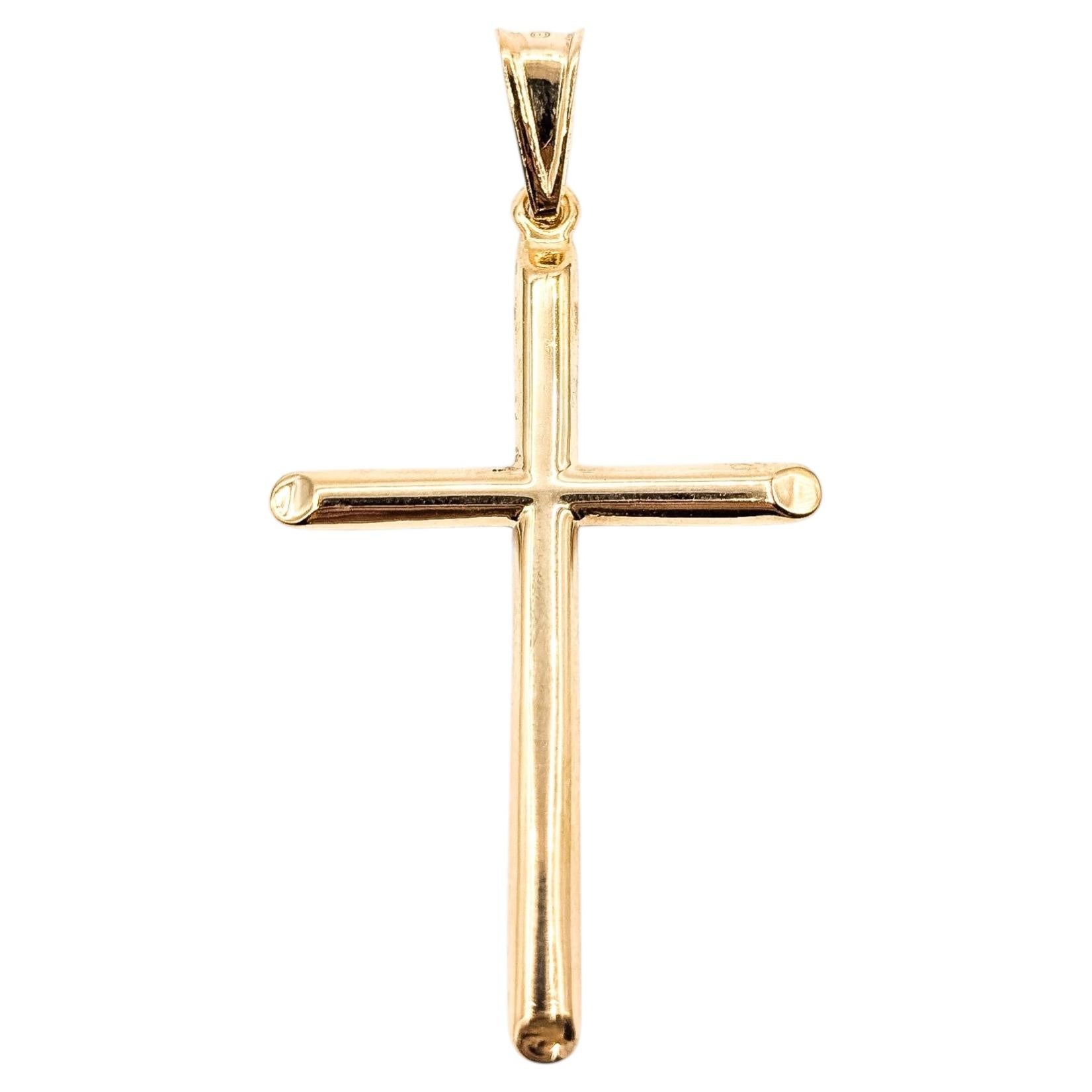 Pendentif croix polie en or jaune 18k