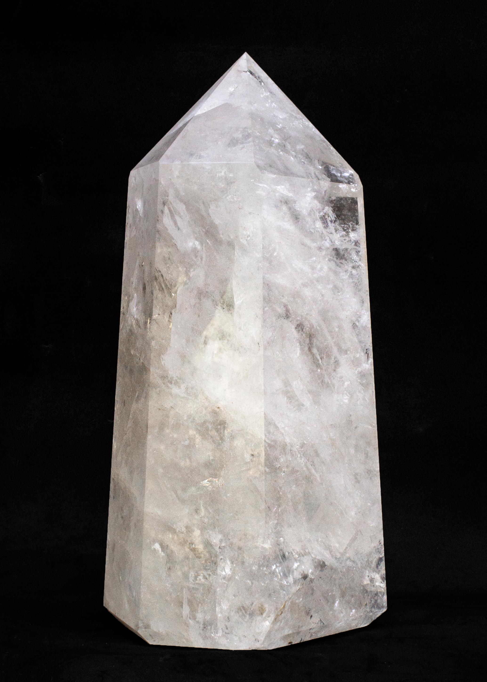 Organic Modern Polished Crystal Quartz Obelisk Point For Sale