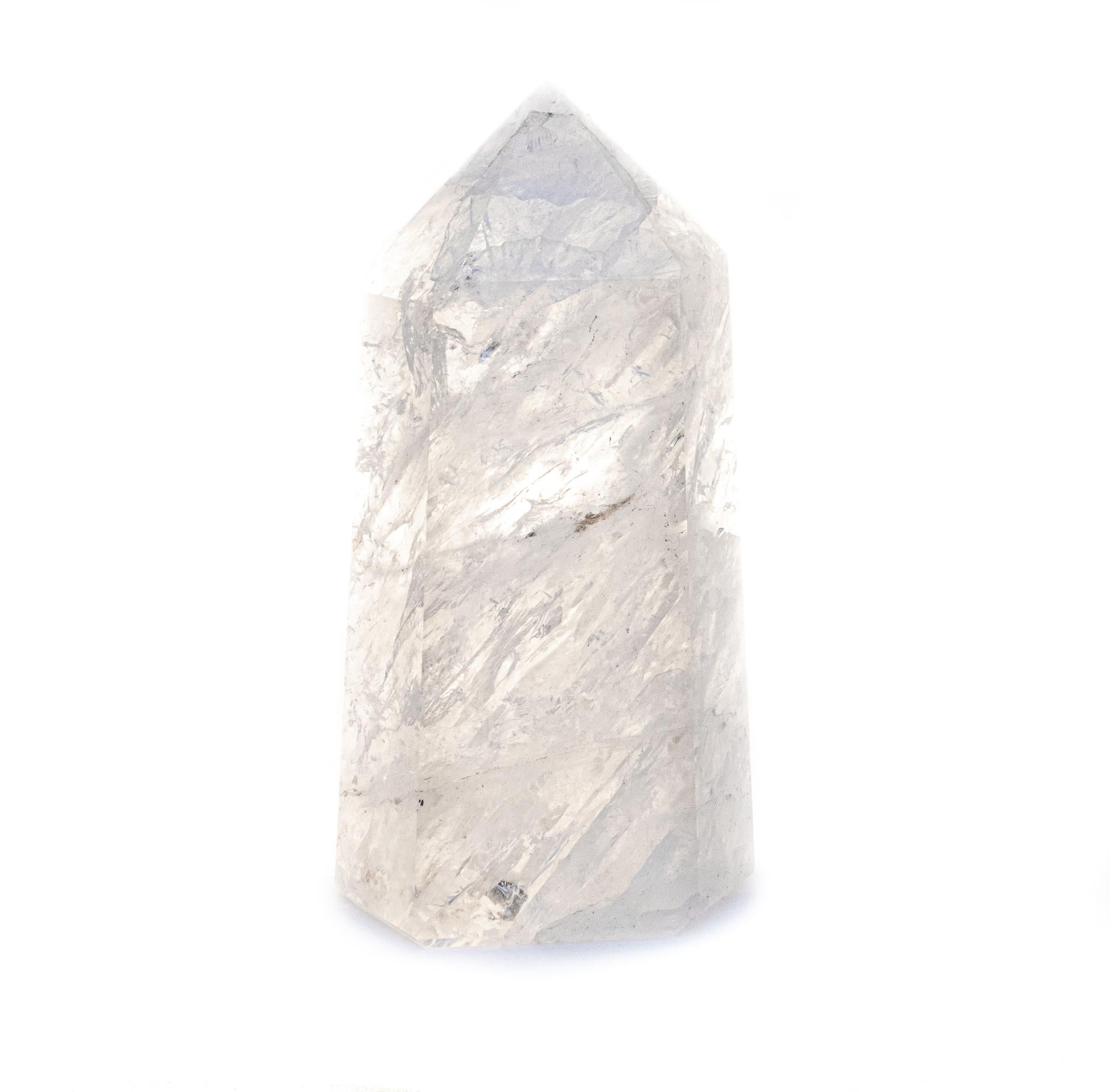 Obelisk-punkt aus poliertem Kristallquarz (Bergkristall) im Angebot
