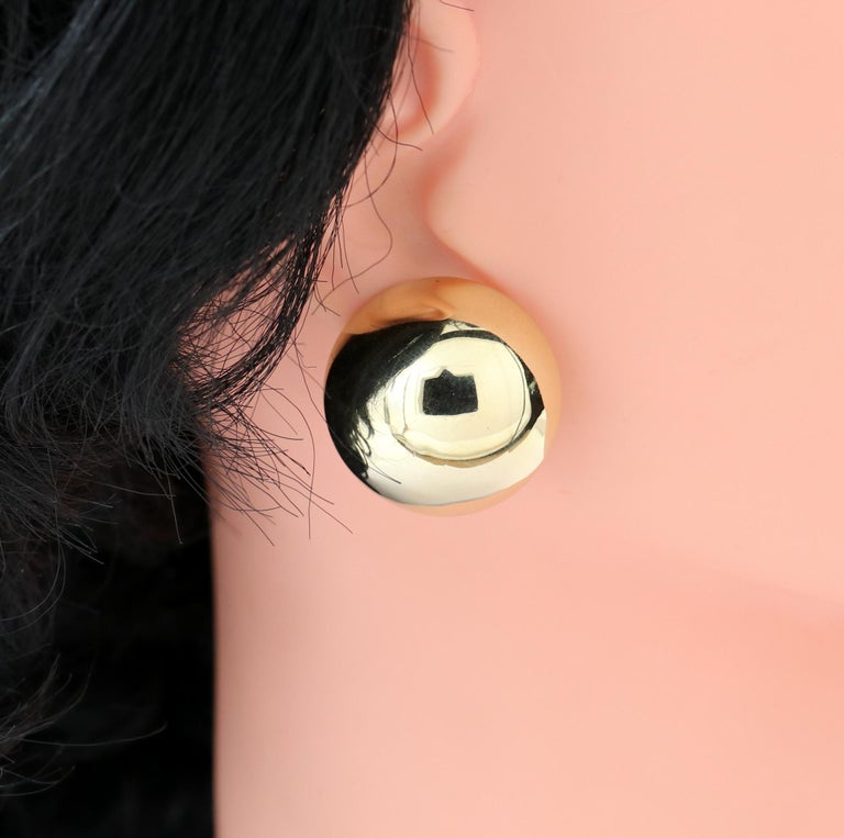 Polished Dome Gold Button Earrings at 1stDibs