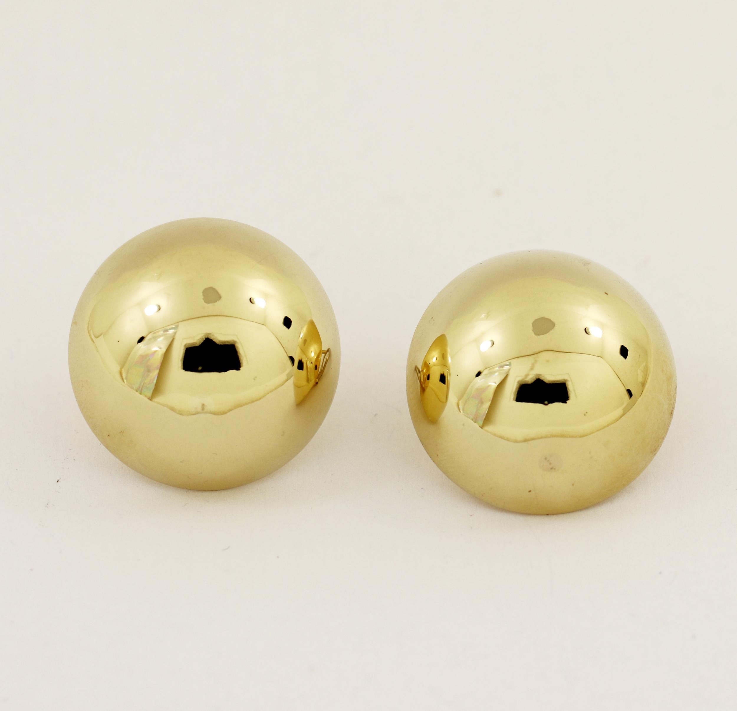 Women's Polished Dome Gold Button Earrings