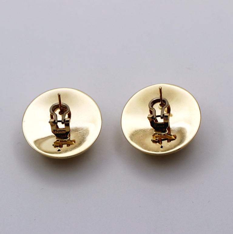 Polished Dome Gold Button Earrings at 1stDibs