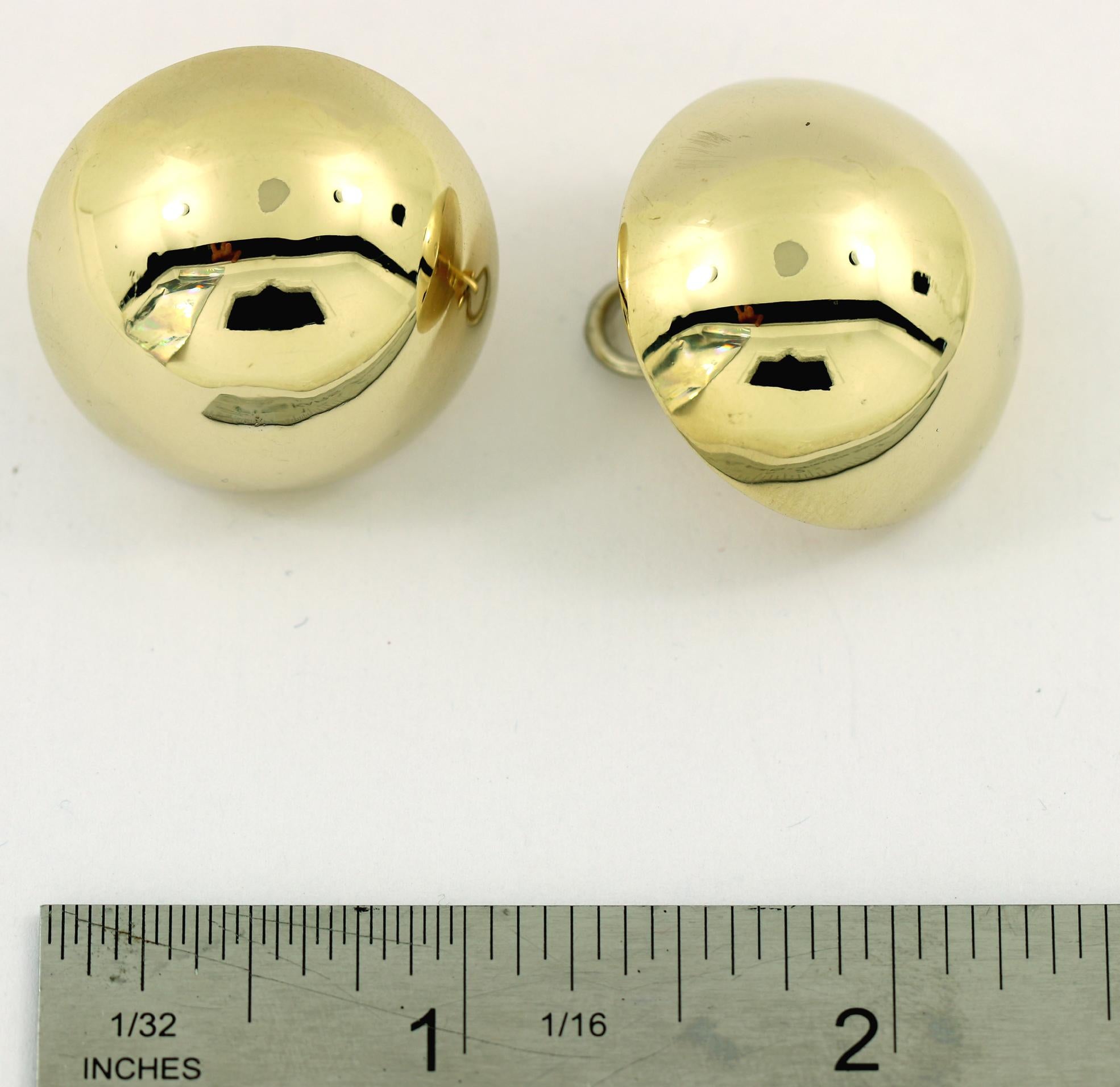 Polished Dome Gold Button Earrings 3